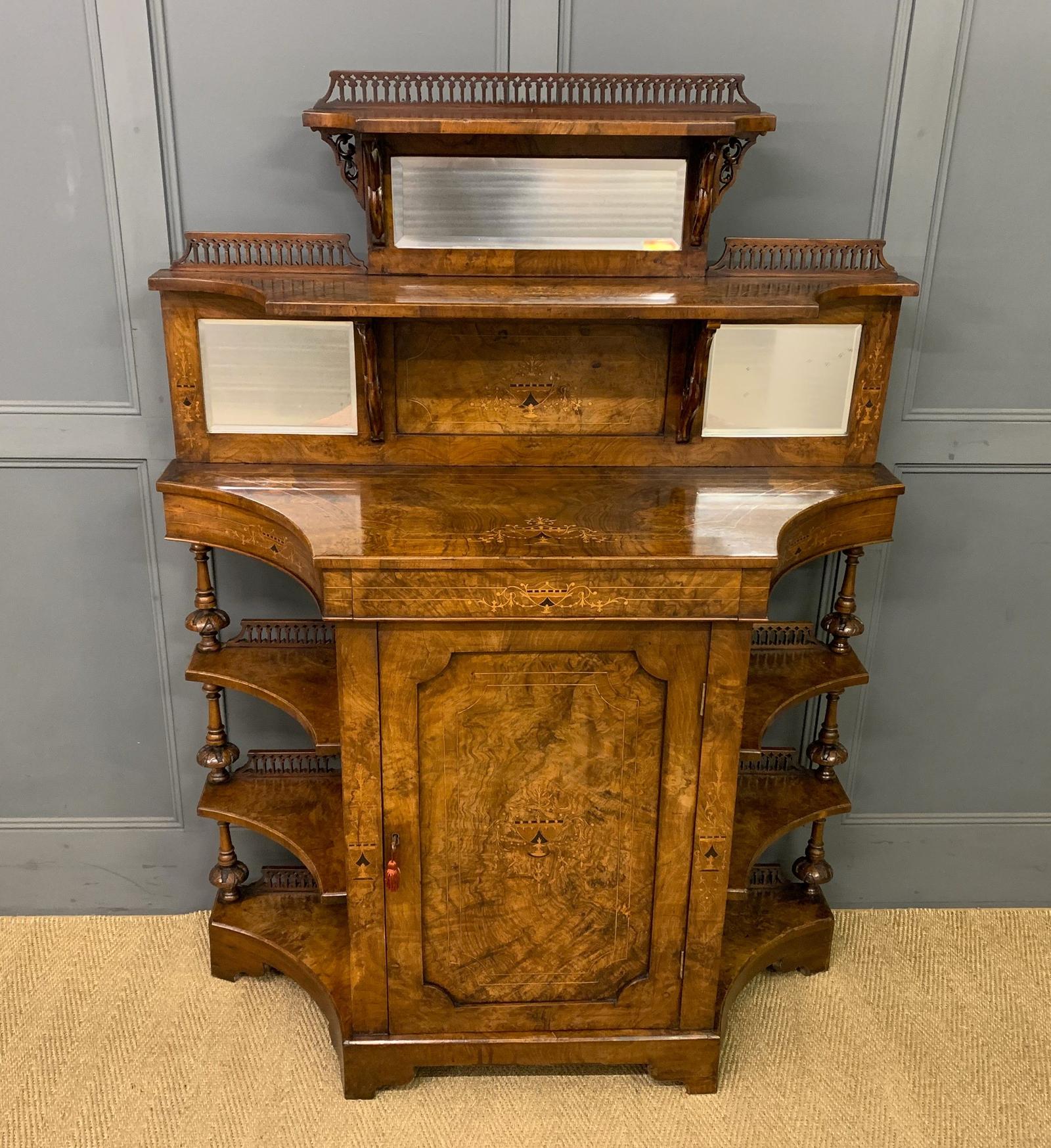 Victorian Inlaid Burr Walnut Chiffonier / Whatnot (1 of 19)