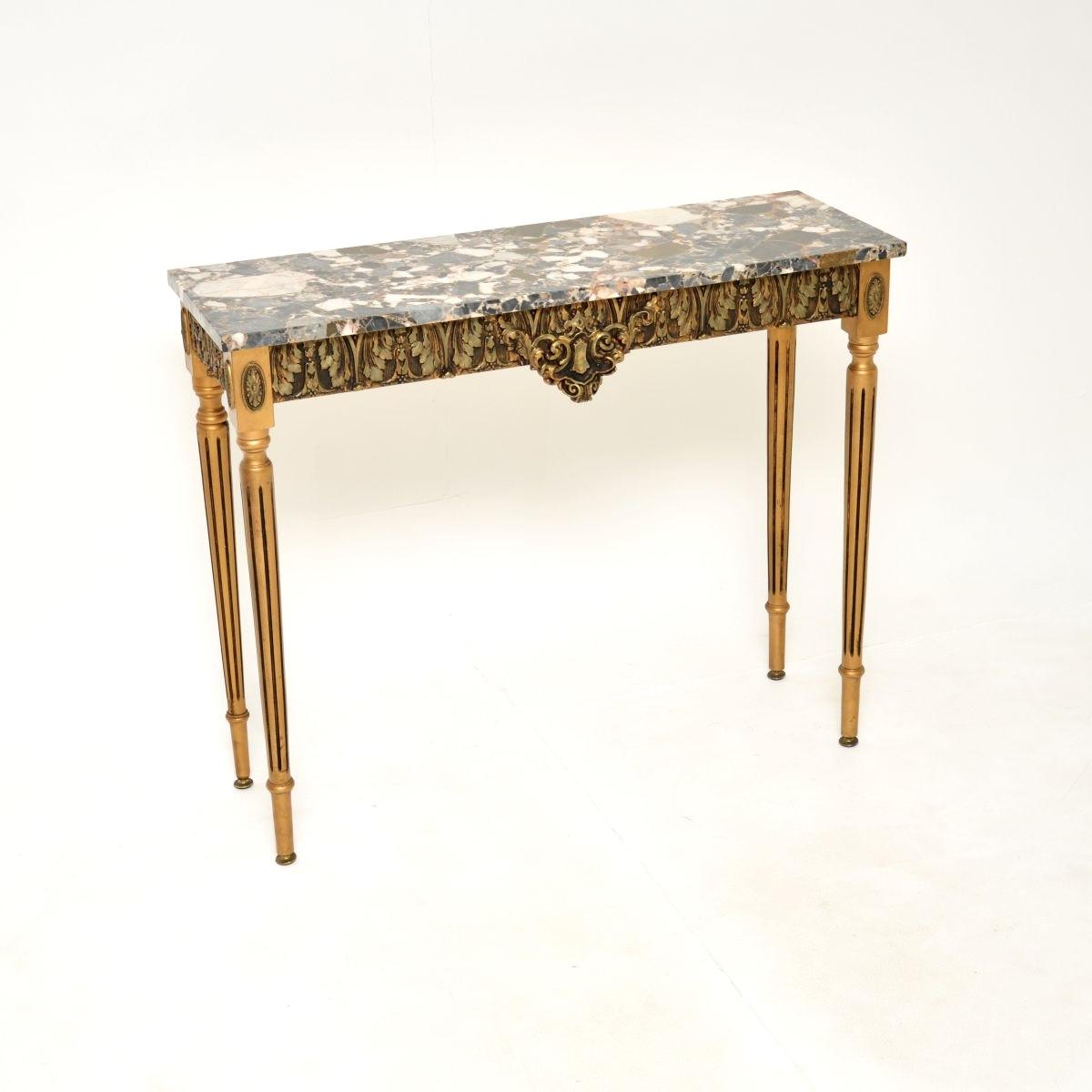 French Giltwood Marble Top Console Table (1 of 7)