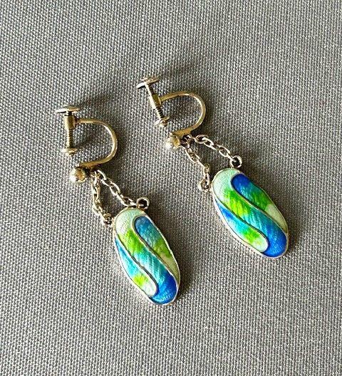 Art Nouveau Silver & Enamel Earrings (1 of 5)