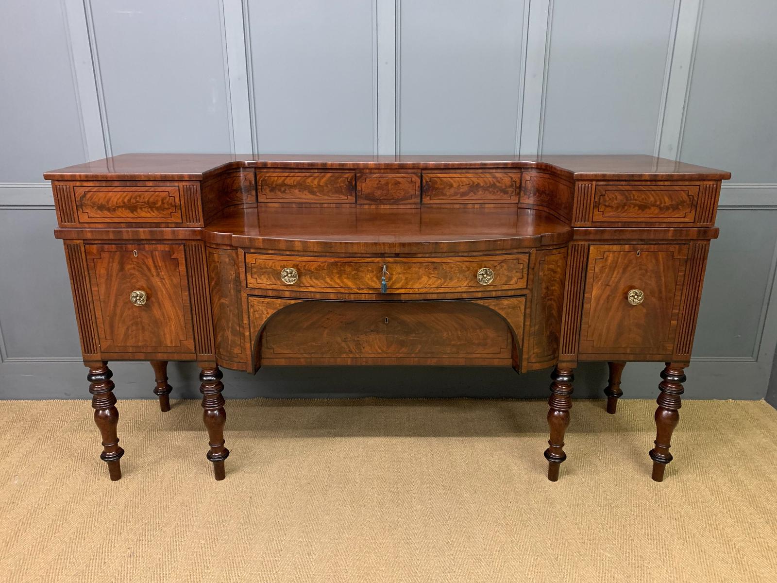 Large Regency Period Inlaid Flame Mahogany Sideboard (1 of 28)