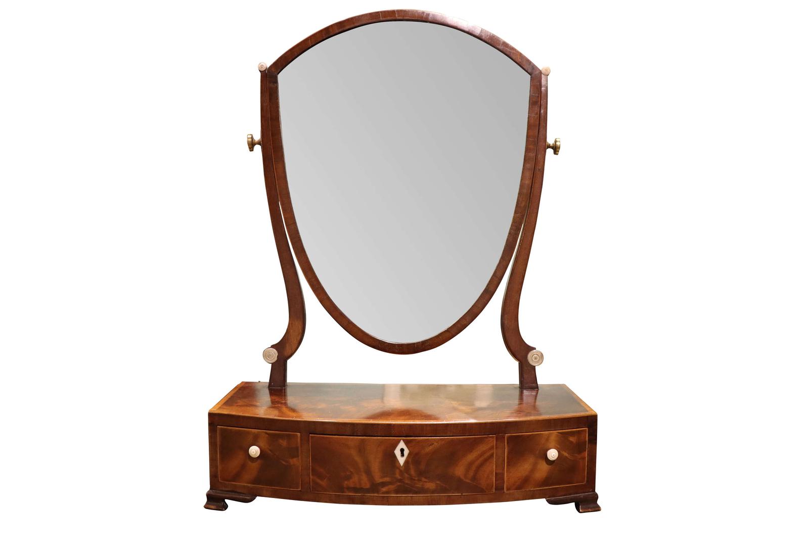Georgian Mahogany Dressing Table Mirror with Shield-Shaped Plate c.1780 (1 of 4)