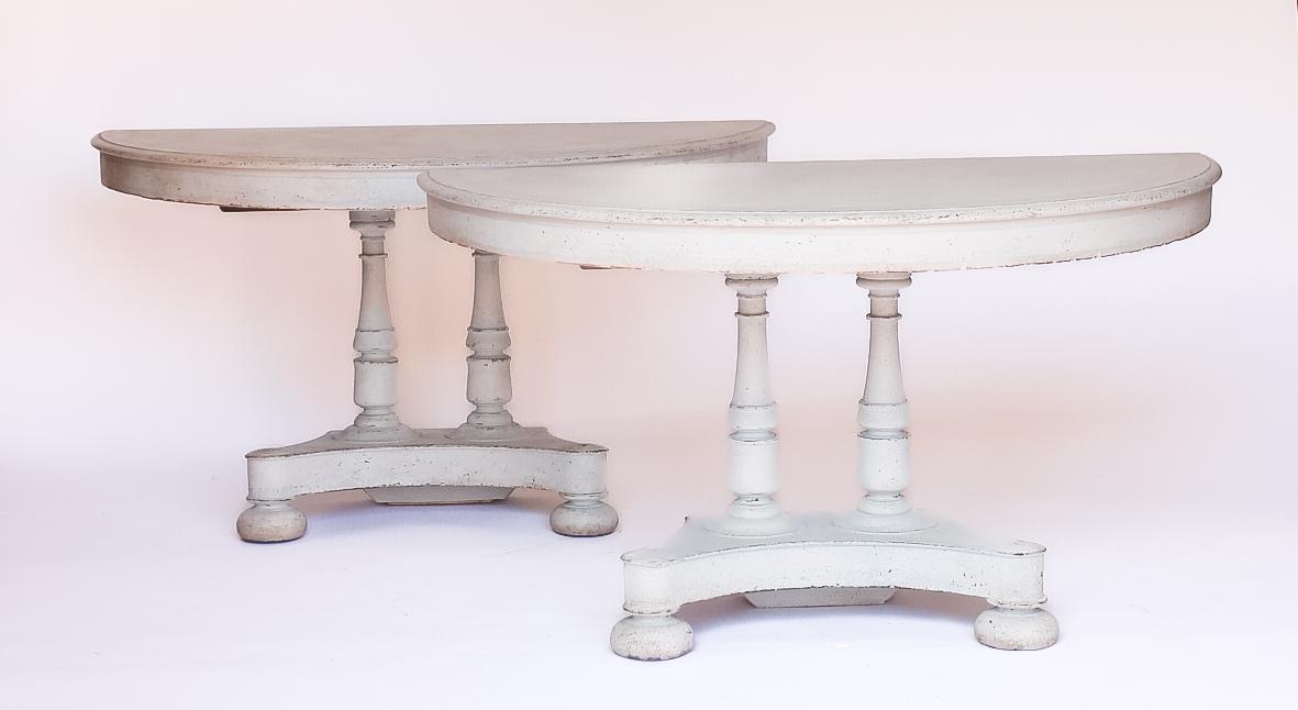 Pair of 19th Century Italian Painted Demi Lune Console Tables (1 of 5)