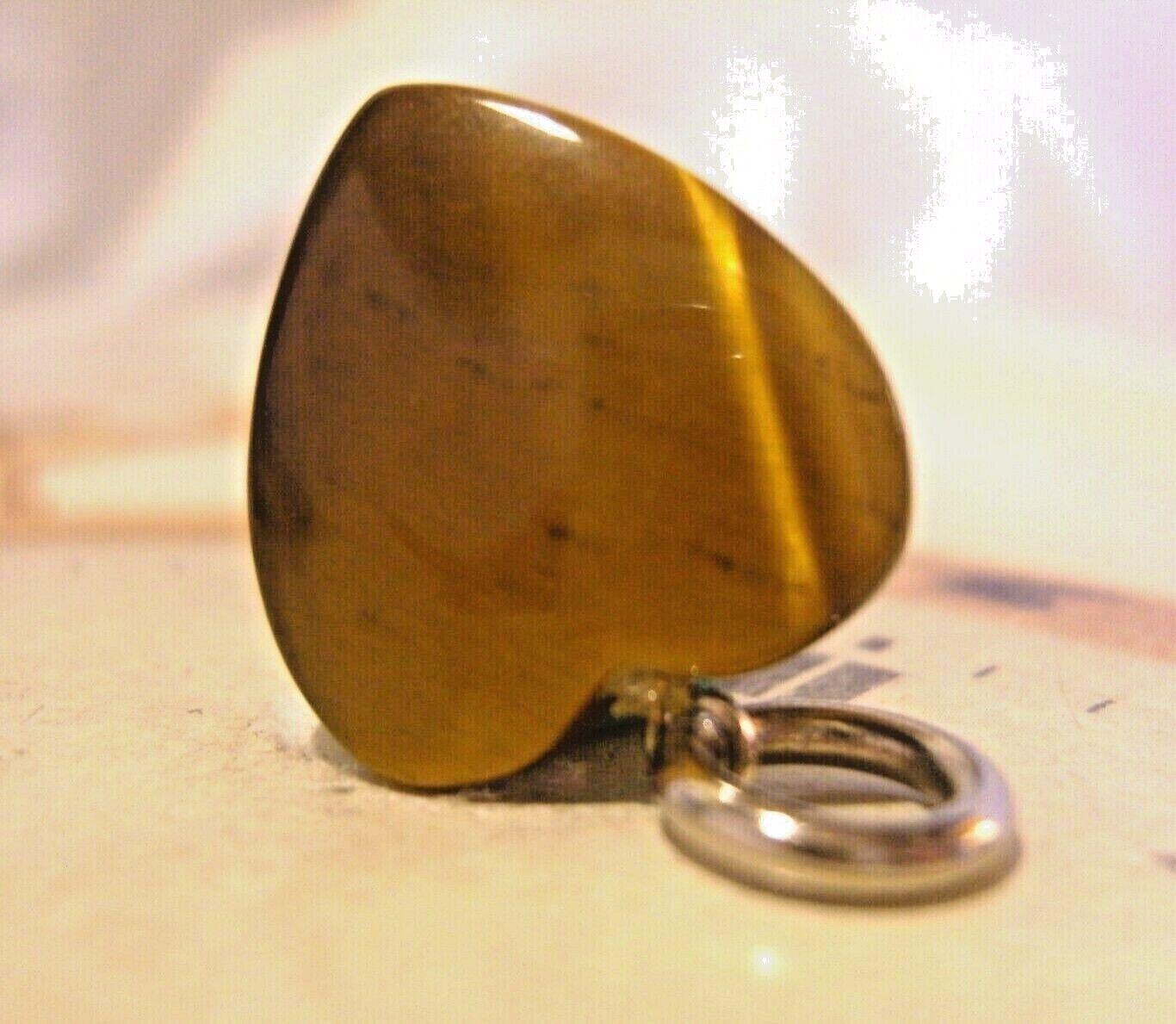 Vintage 1970 Pocket Watch Chain Fob Puffy Tigers Eye Love Heart Chunky Fob (1 of 7)