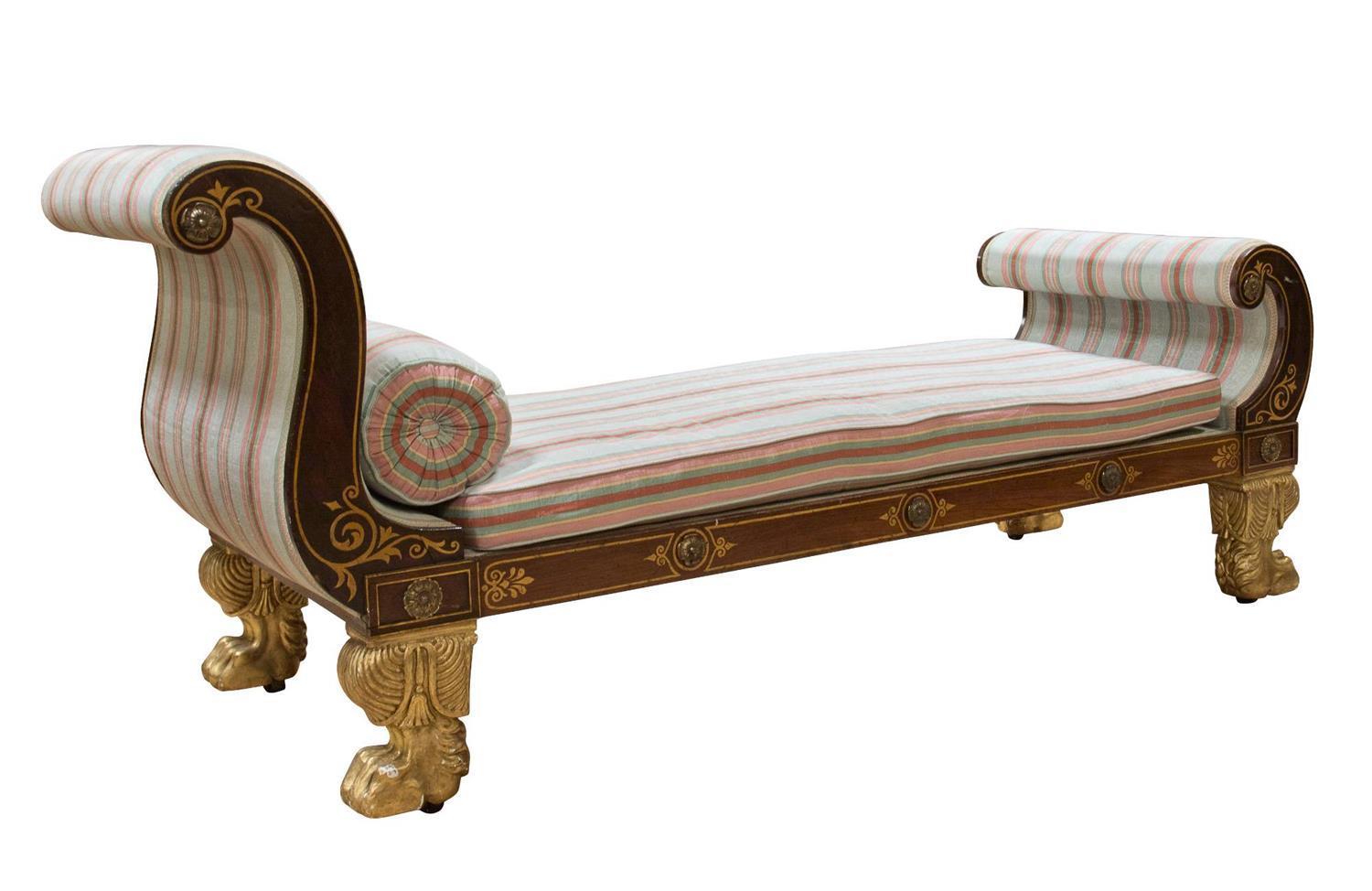 Georgian Faux Rosewood & Ormolu Mounted Chaise Longue (1 of 10) Georgian Faux Rosewood & Ormolu Mounted Chaise Longue (1 of 10)