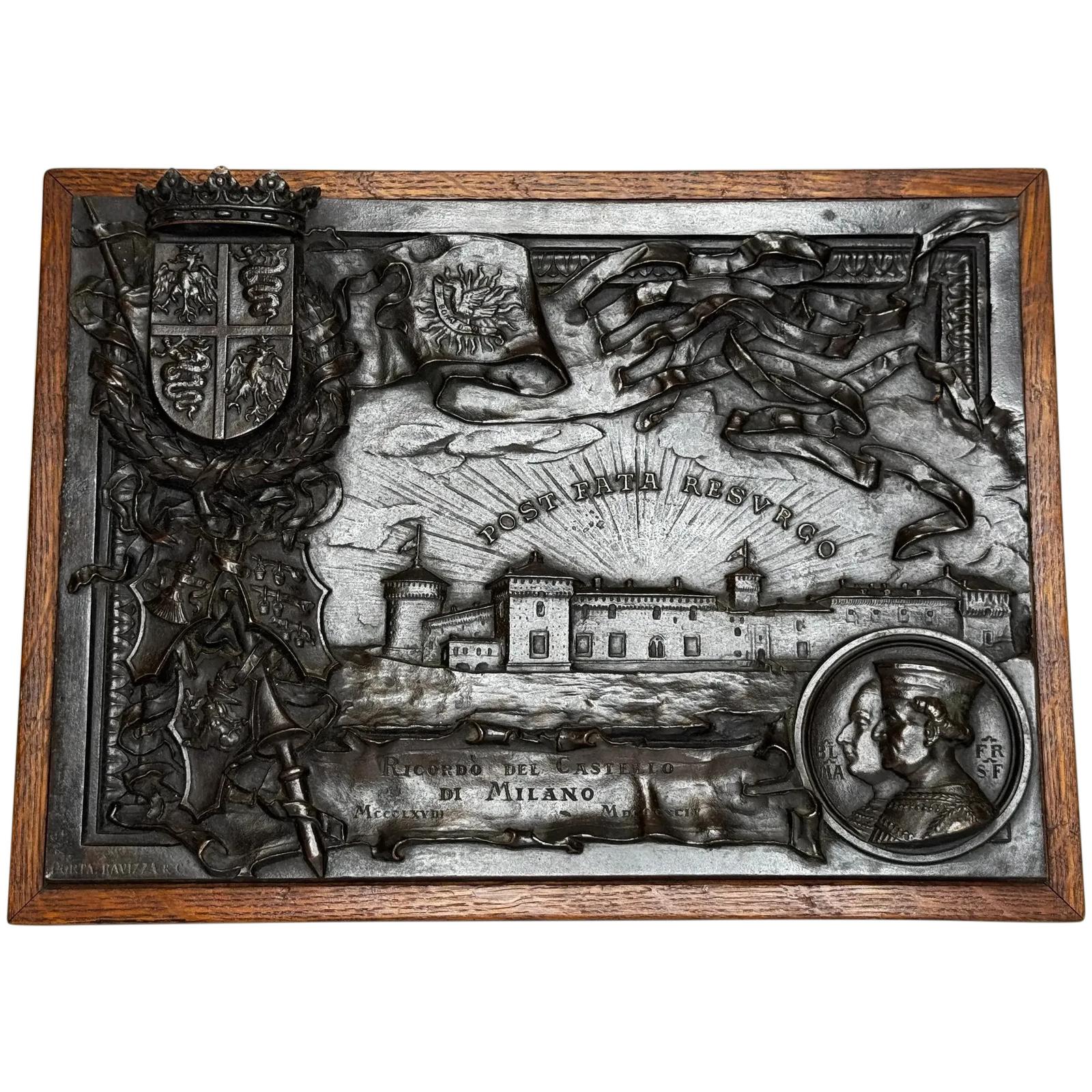 Late-19th-century Milanese Bronze Plaque with Sforza–Visconti Heraldry by Porta Ravizza (1 of 43)