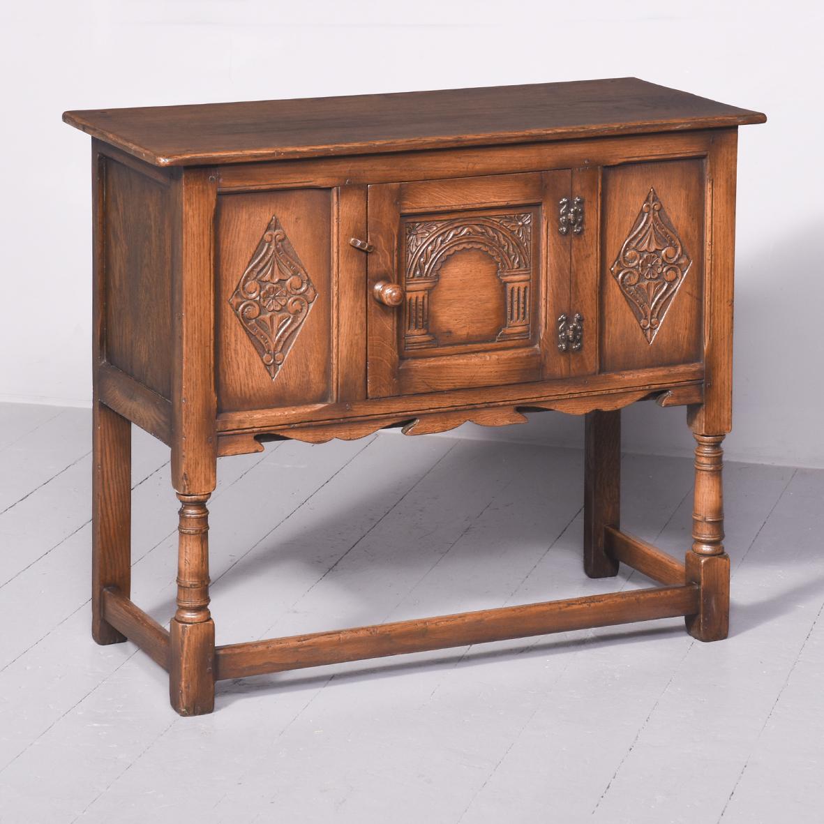 Solid Oak Jacobean-style Neat-Sized Oak Cupboard (1 of 9) Solid Oak Jacobean-style Neat-Sized Oak Cupboard (1 of 9)