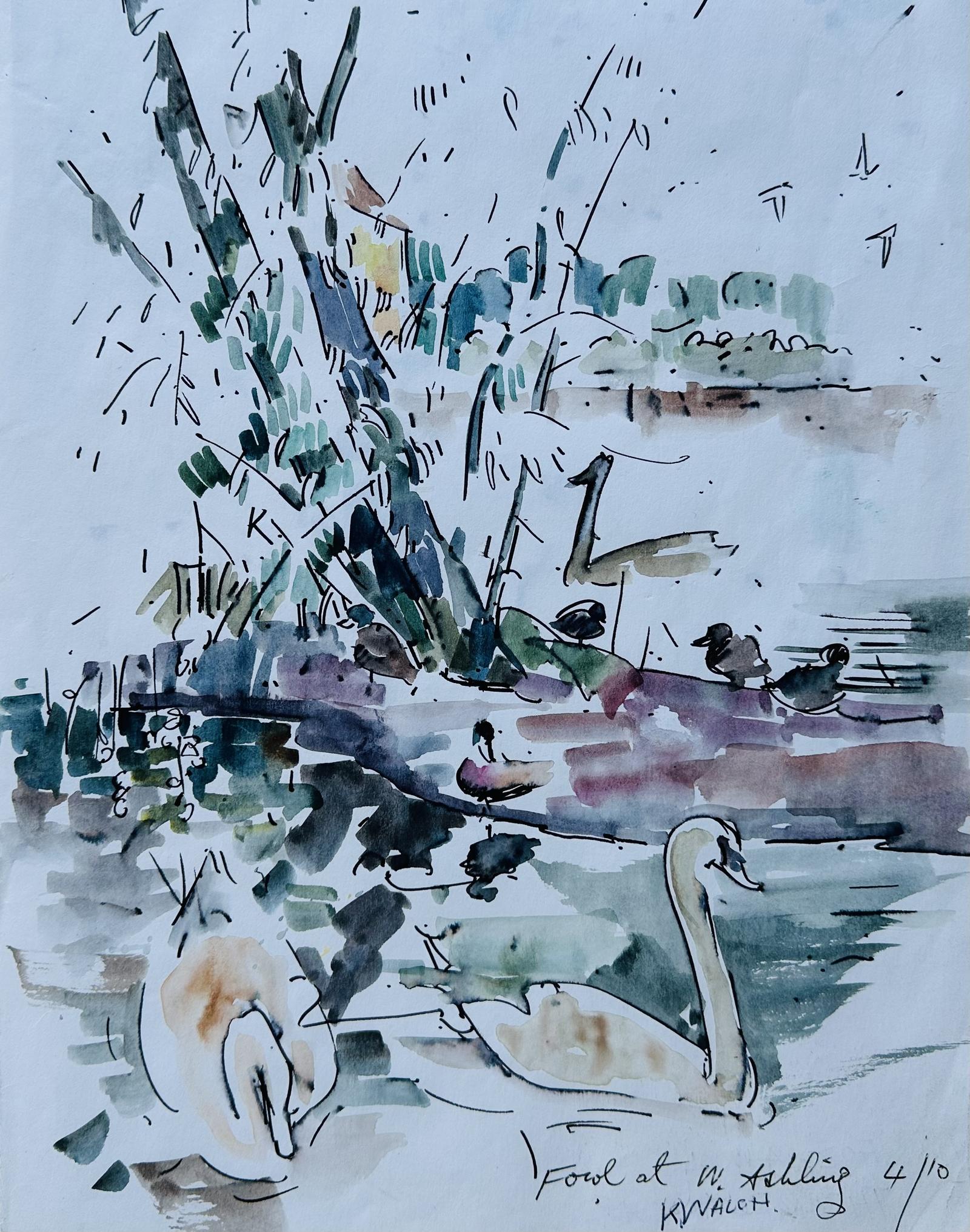 Original Watercolour 'fowl aw W. Ashling' by Ken Walch 1927-2018. Signed (1 of 1) Original Watercolour 'fowl aw W. Ashling' by Ken Walch 1927-2018. Signed (1 of 1)