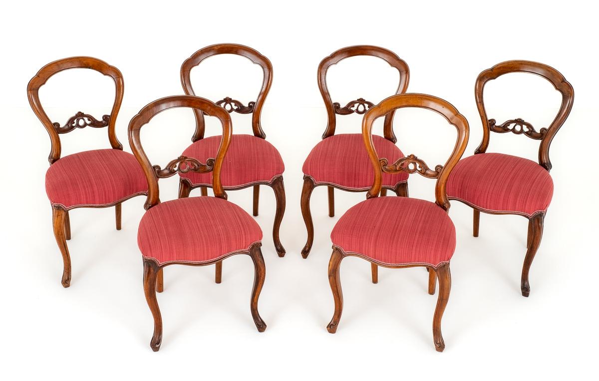Set of 6 Walnut Victorian Cabriole Leg Dining Chairs (1 of 9)