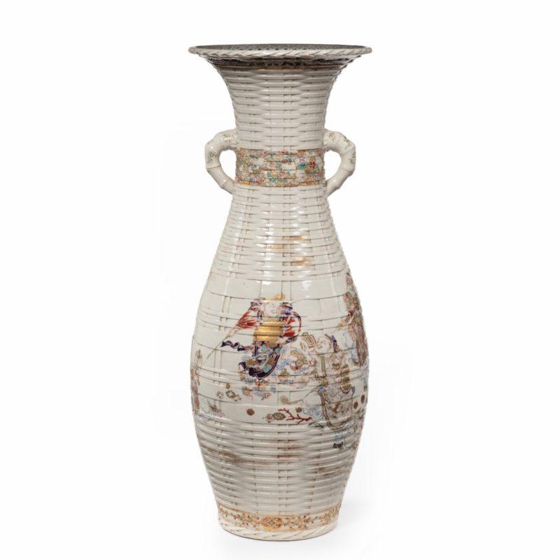 Large Meiji Period Satsuma Earthenware Floor Vase (1 of 7)