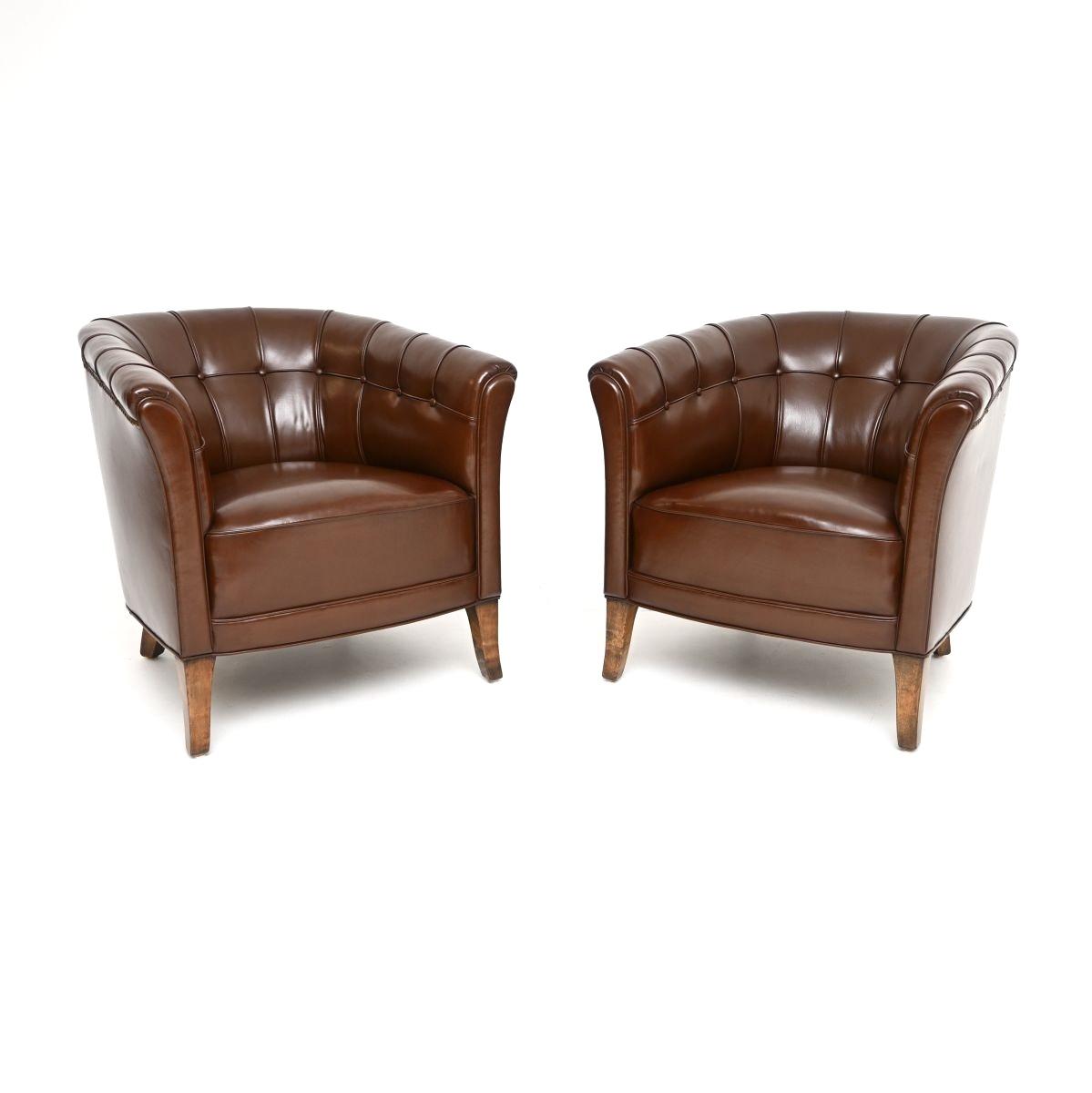 Pair of Vintage Swedish Leather Armchairs (1 of 7) Pair of Vintage Swedish Leather Armchairs (1 of 7)