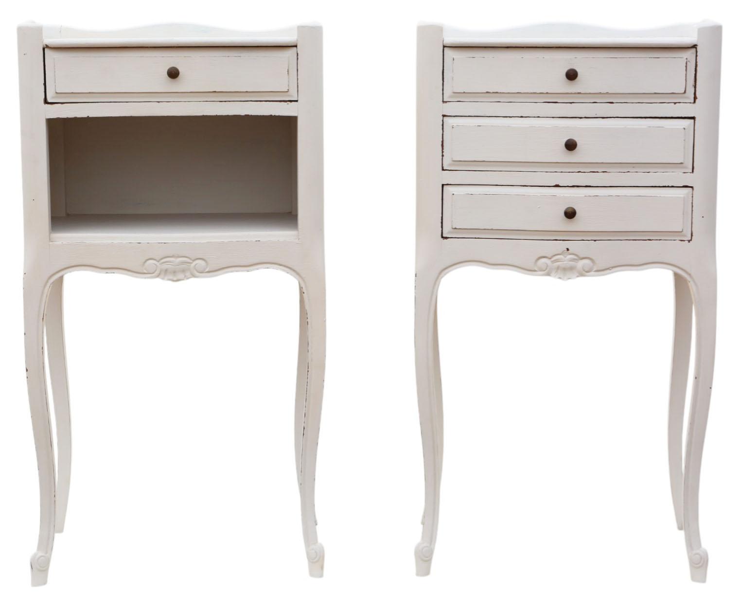 Vintage Pair of White-Painted Bedside Tables – Quality Nightstands (1 of 6)