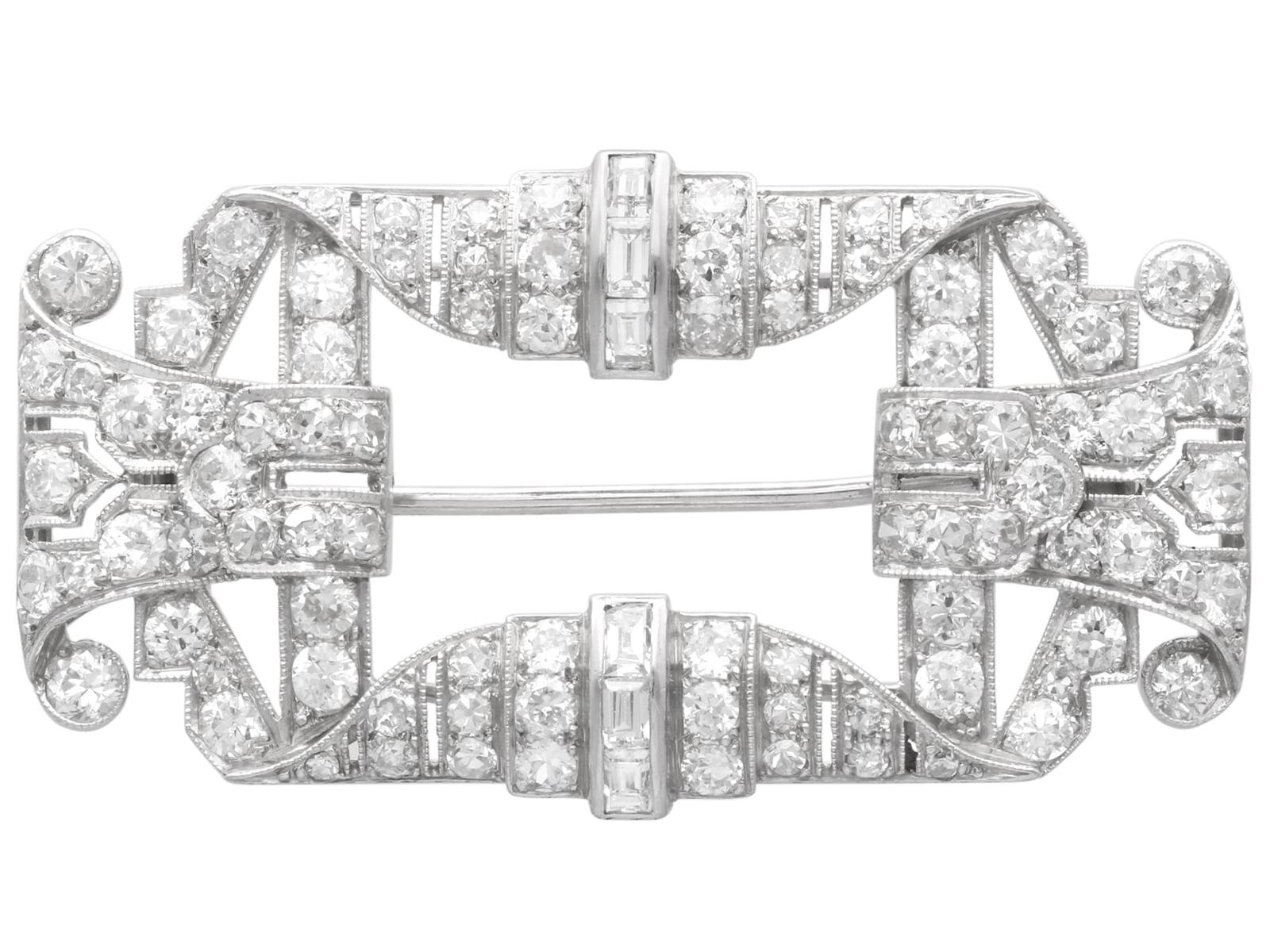 Art Deco 4.28ct Diamond & Platinum Brooch c.1930 (1 of 11)