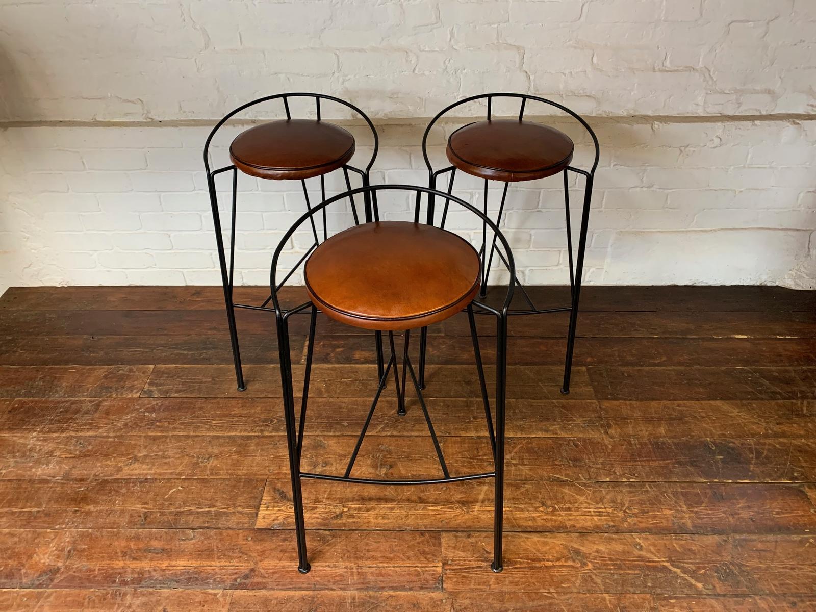 Set of Three Silver Moon Bar Stools by Pascal Morgue, Circa 1980s (1 of 9) Set of Three Silver Moon Bar Stools by Pascal Morgue, Circa 1980s (1 of 9)
