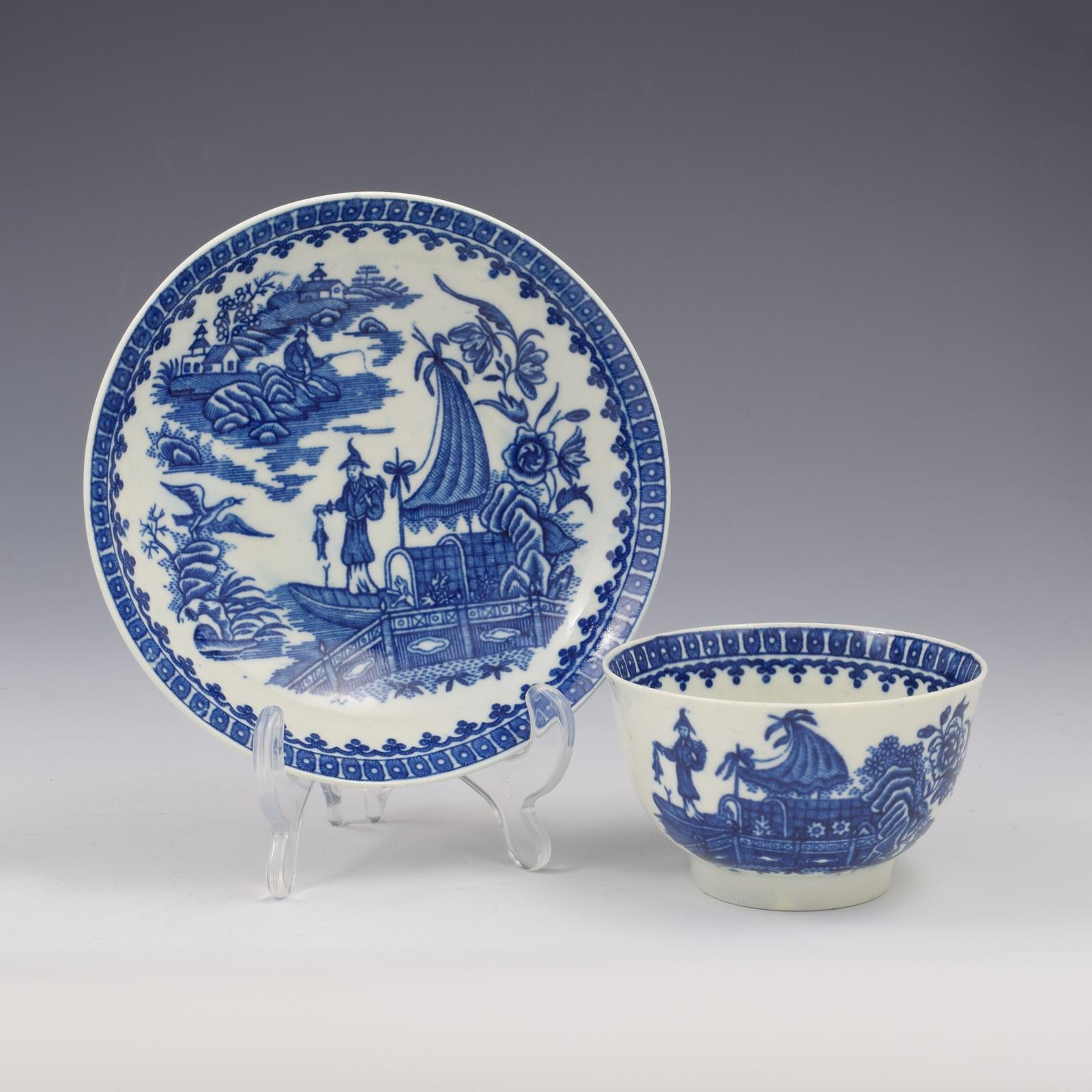 First Period Worcester Porcelain Fisherman Tea Bowl & Saucer c.1785 (1 of 9) First Period Worcester Porcelain Fisherman Tea Bowl & Saucer c.1785 (1 of 9)