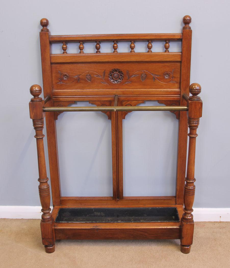 Antique Walnut Umbrella Stick Stand (1 of 7)