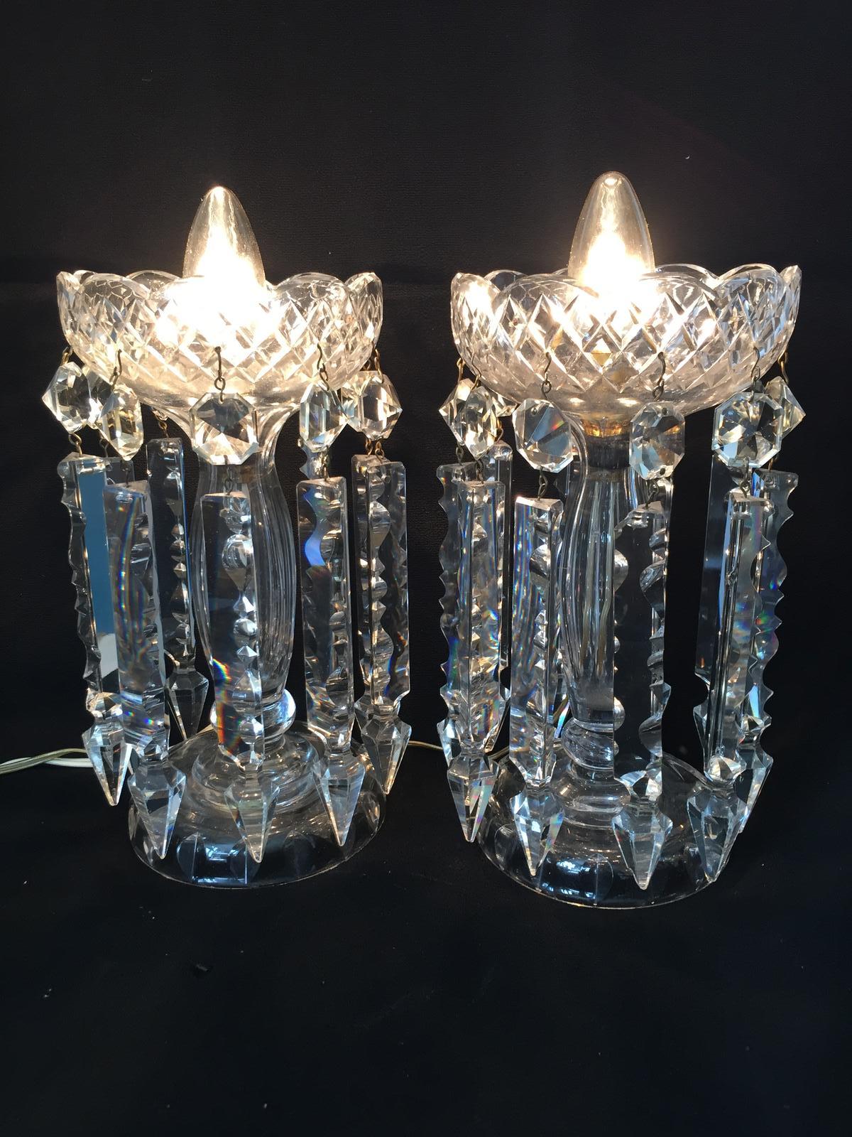 Antique Victorian Crystal Lustres Fitted for Electric Illumination (1 of 5)