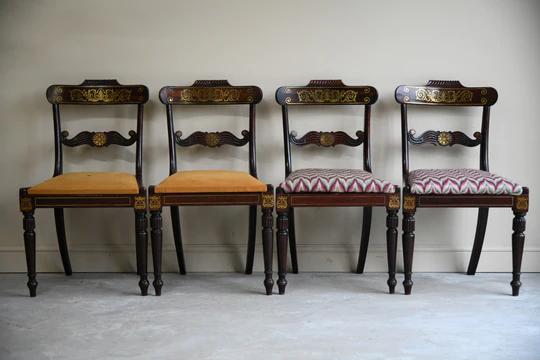 Set of 4 Regency Brass Inlaid Dining Chairs (1 of 12) Set of 4 Regency Brass Inlaid Dining Chairs (1 of 12)