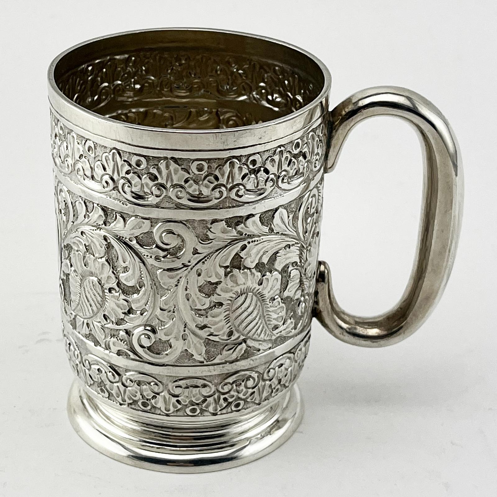 Large William Hutton Sterling Silver Christening Mug (1 of 7)