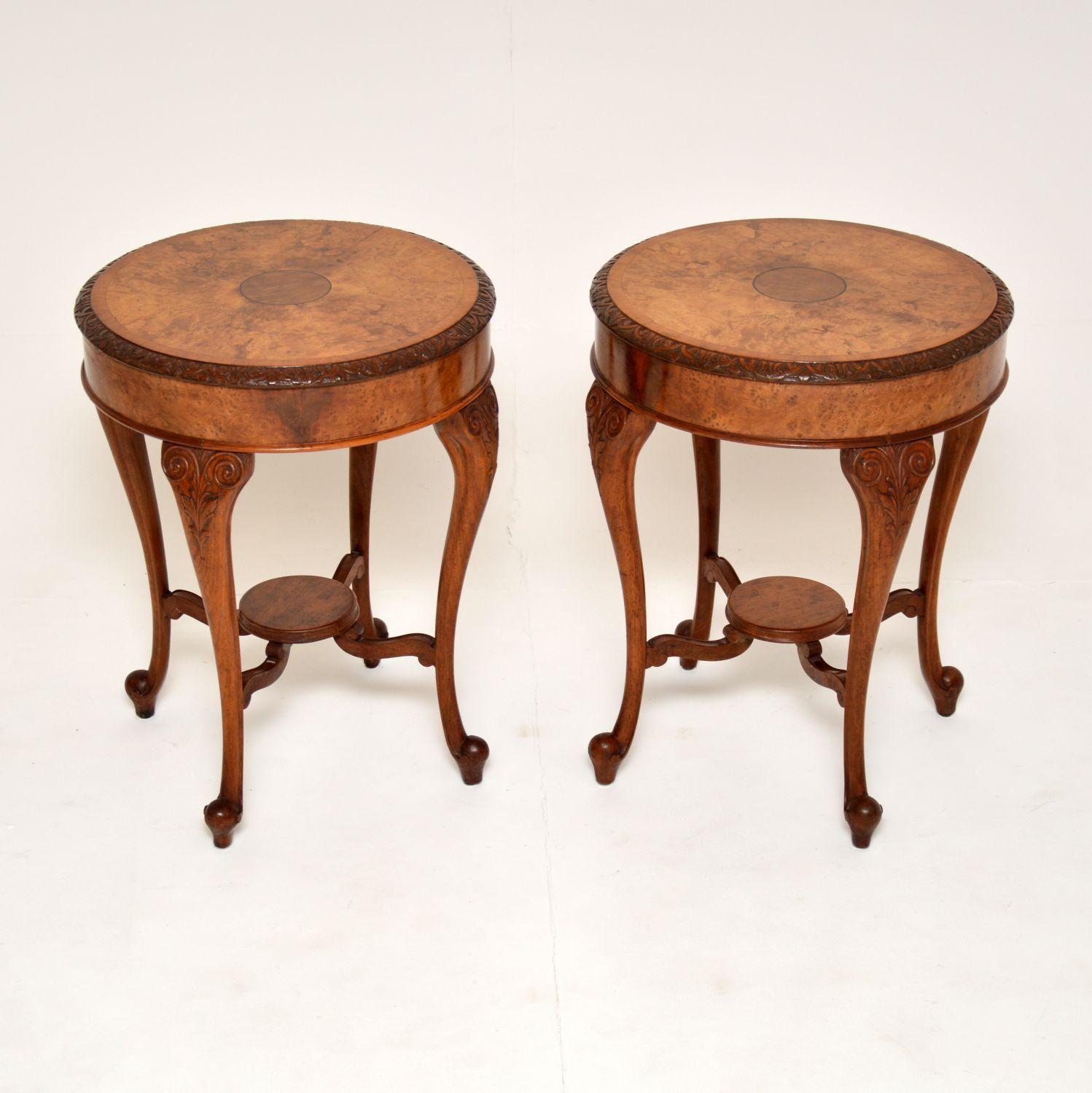 Pair of Antique Burr Walnut Side Tables (1 of 12) Pair of Antique Burr Walnut Side Tables (1 of 12)