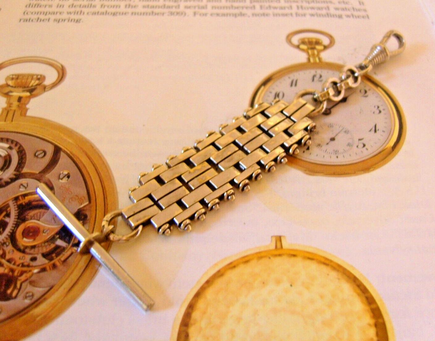 Pocket Watch Chain Victorian Silver Chrome 1890s Fancy Antique Albert & T Bar (1 of 9)