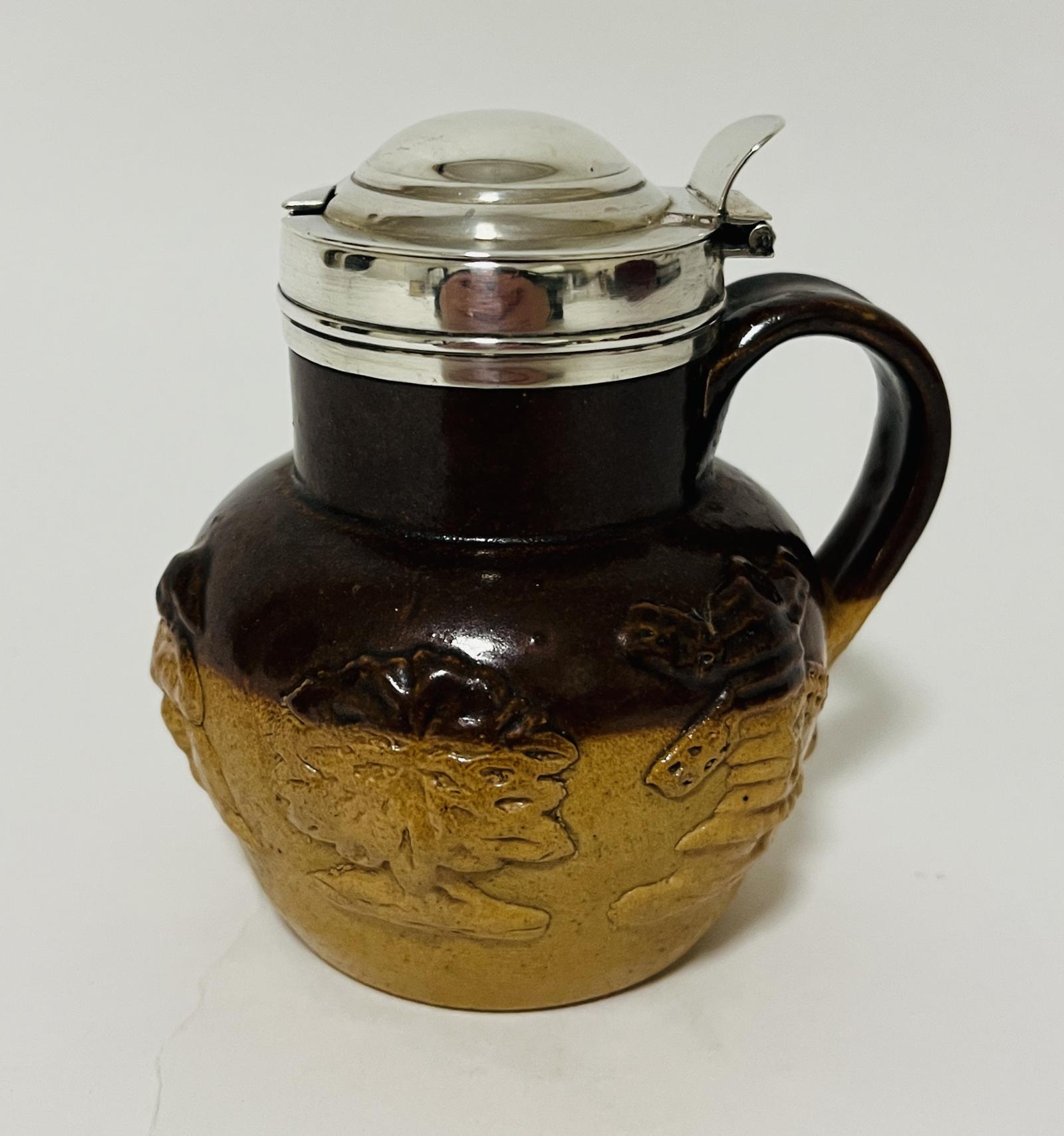 Victorian Doulton Mustard Pot with Silver Rim (1 of 12)