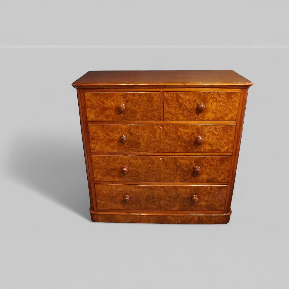 Victorian Burr Walnut Chest of Drawers (1 of 8)