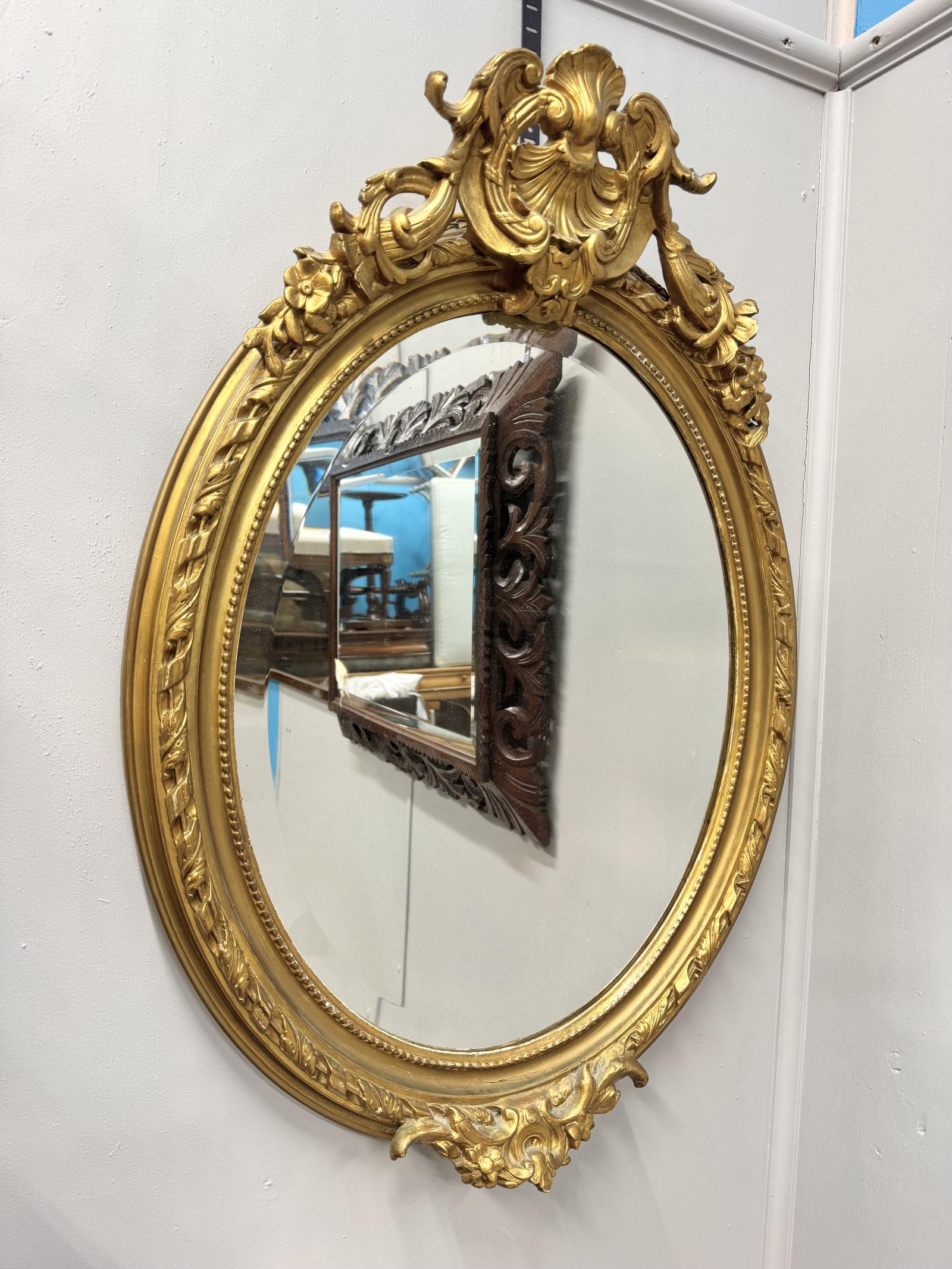 French Oval Gilt Mirror with Bevelled Glass (1 of 4)