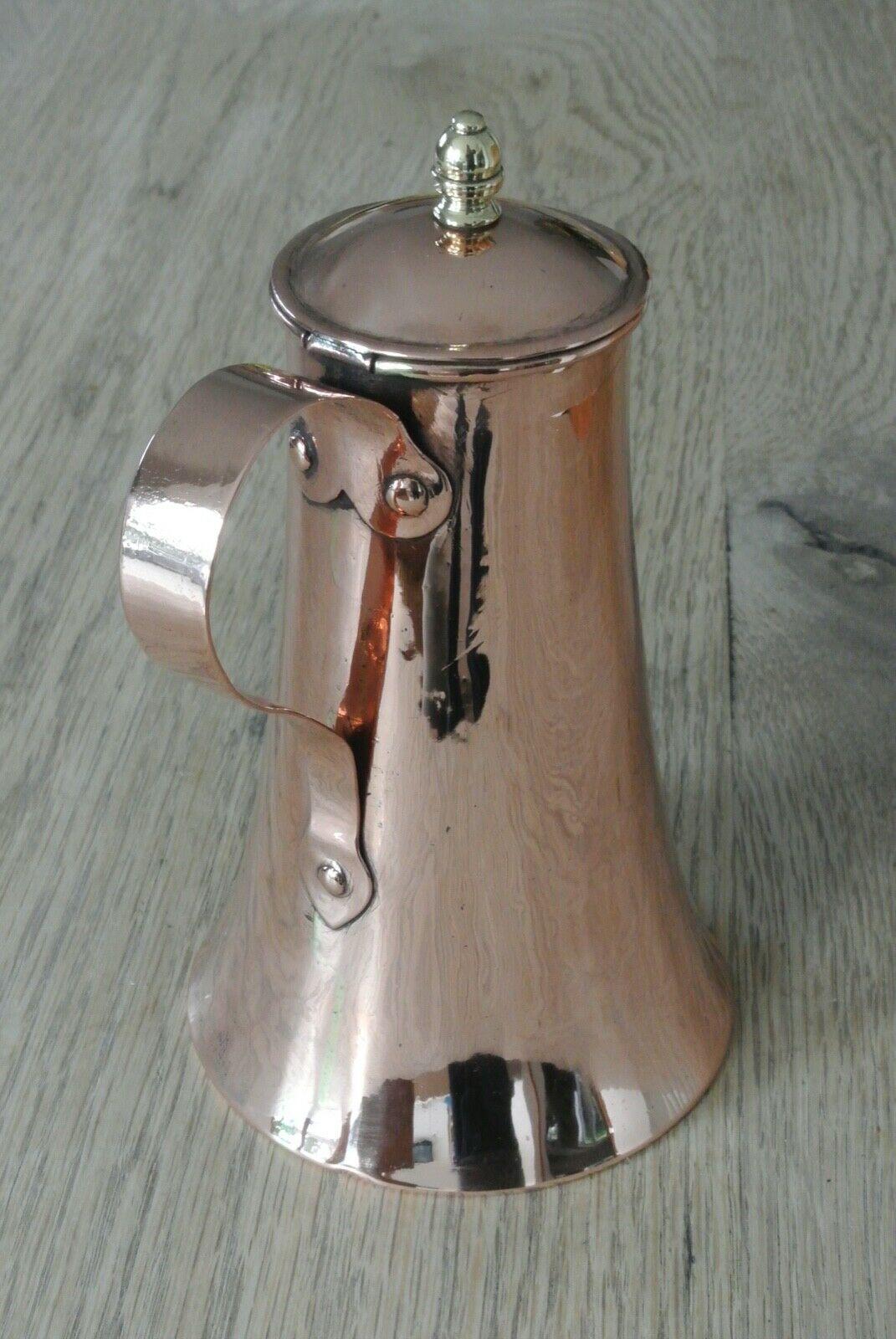 Fine Antique Copper Lidded Coffee Pot Acorn Finial Castellated Seam Georgian (1 of 8)