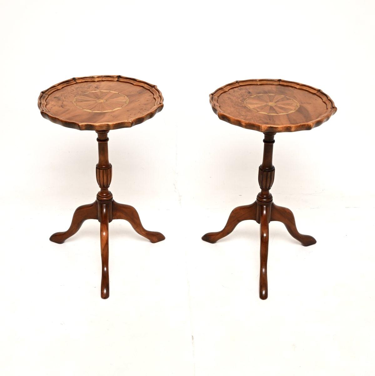 Pair of Georgian Style Inlaid Yew Wood Wine Tables (1 of 8) Pair of Georgian Style Inlaid Yew Wood Wine Tables (1 of 8)