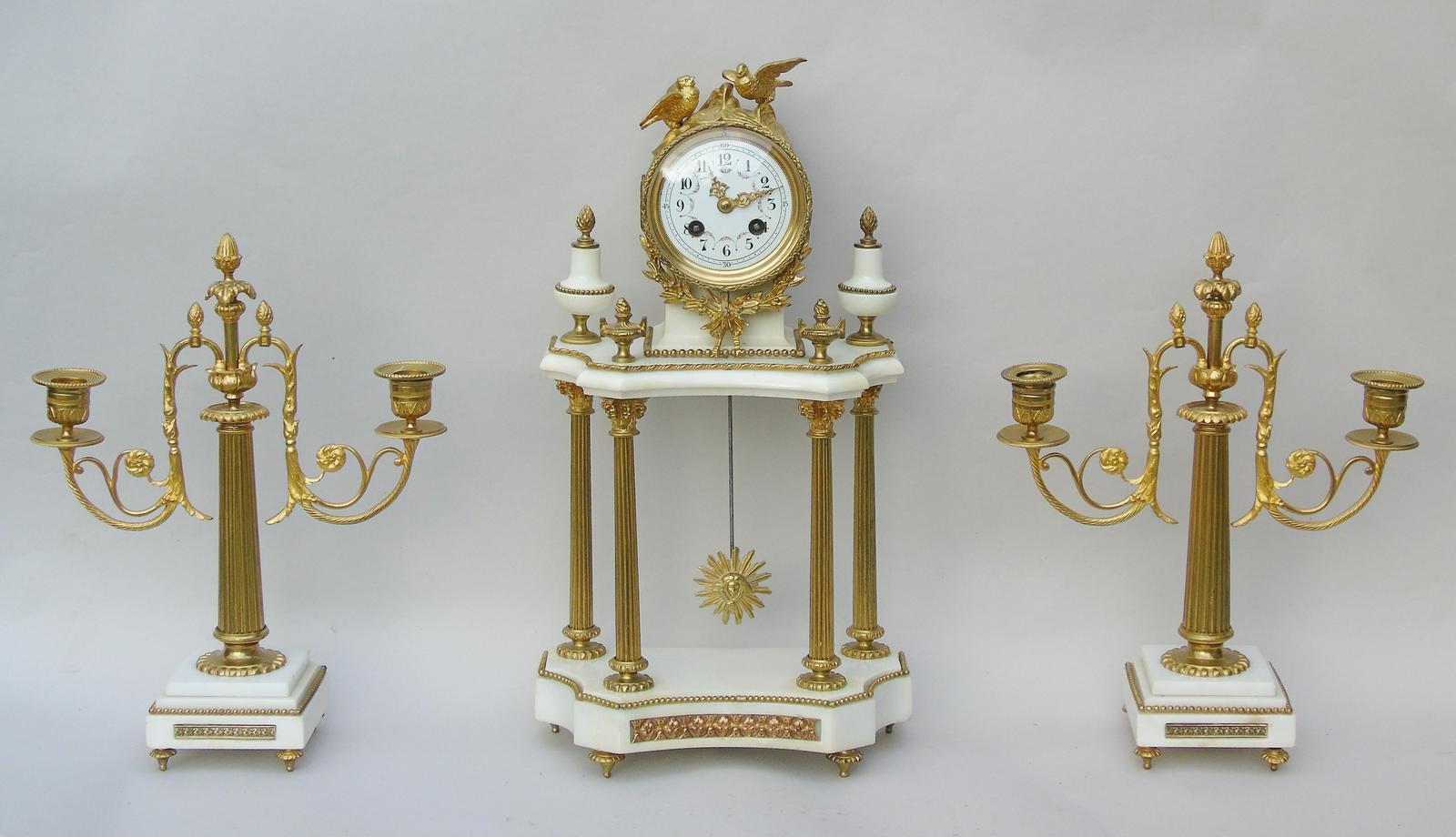 Antique Marble Portico Clock Garniture (1 of 10)