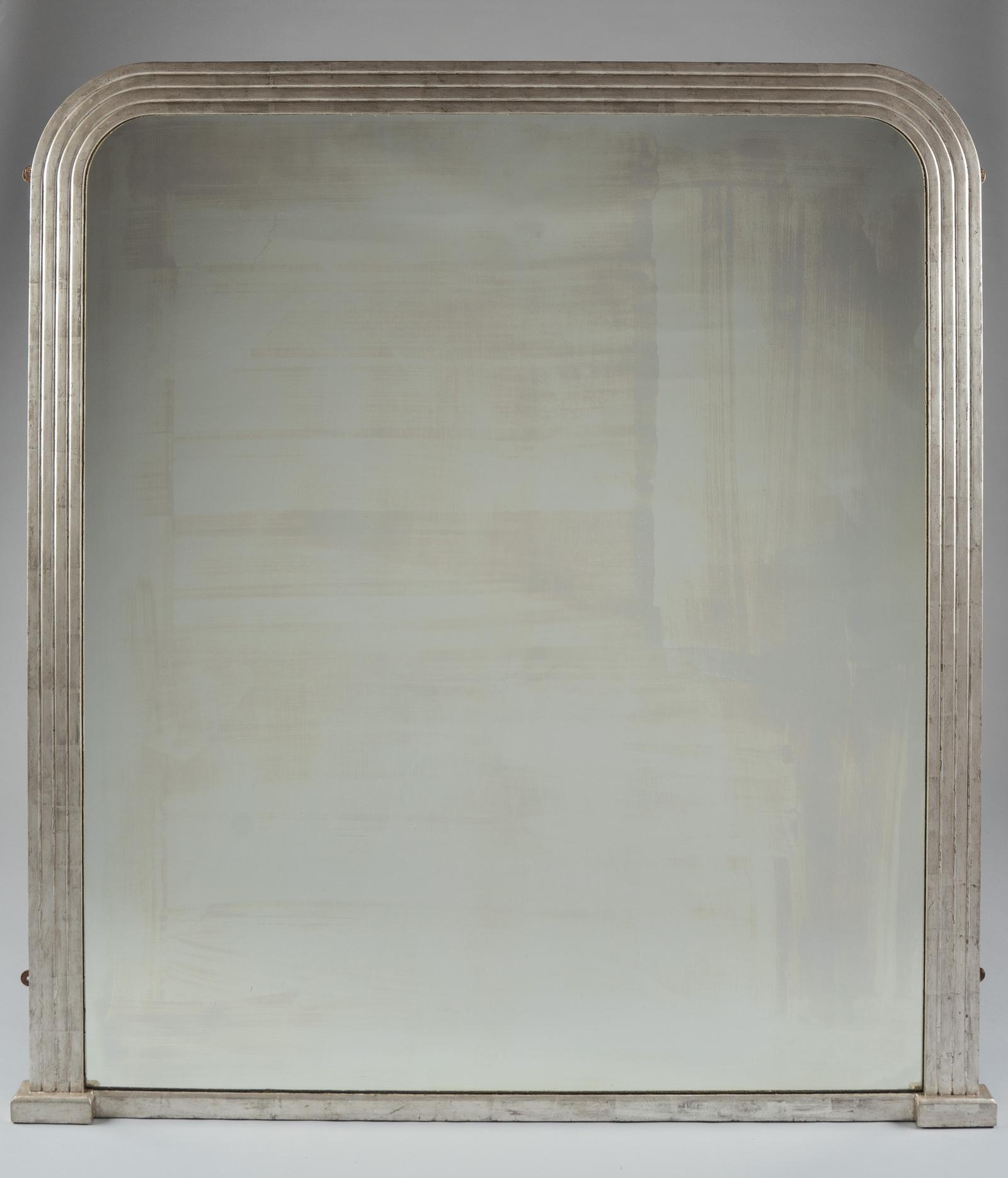 Large 19th Century Victorian English Silvered Overmantle Mirror (1 of 6)