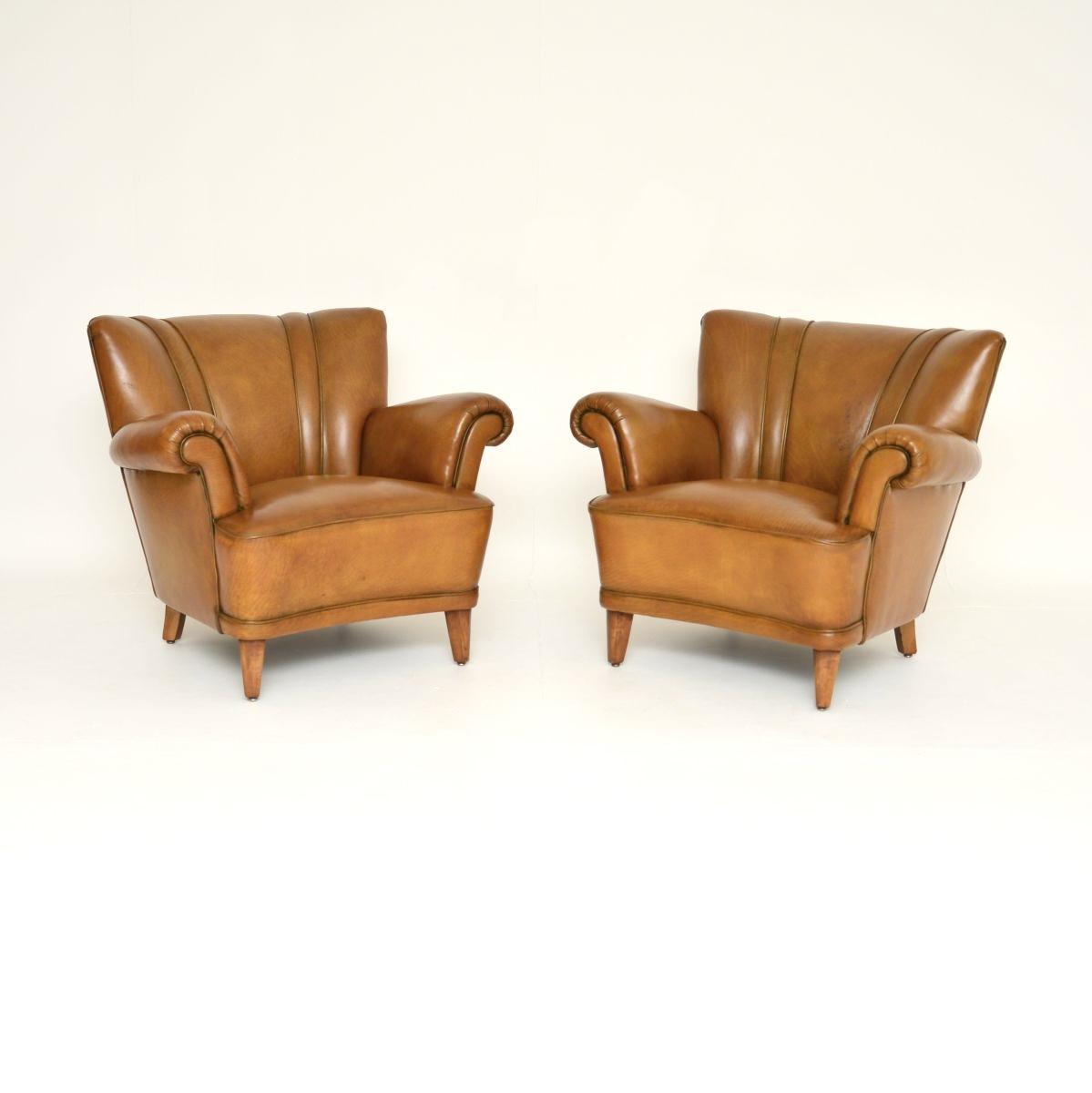 Pair of Vintage Swedish Leather Club Armchairs (1 of 8) Pair of Vintage Swedish Leather Club Armchairs (1 of 8)