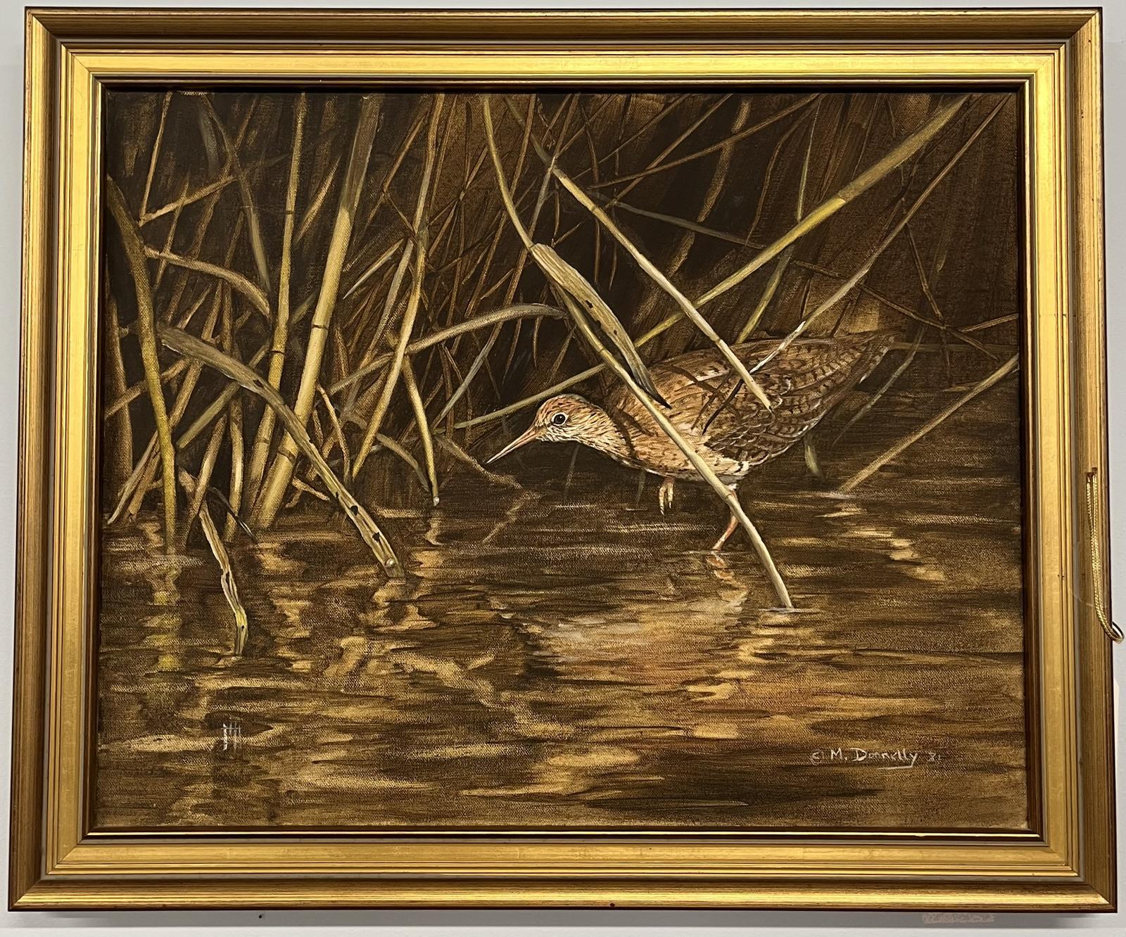 Framed Oil on Canvas Painting of Wading Bird Signed by Mike Donnelly (1 of 1) Framed Oil on Canvas Painting of Wading Bird Signed by Mike Donnelly (1 of 1)