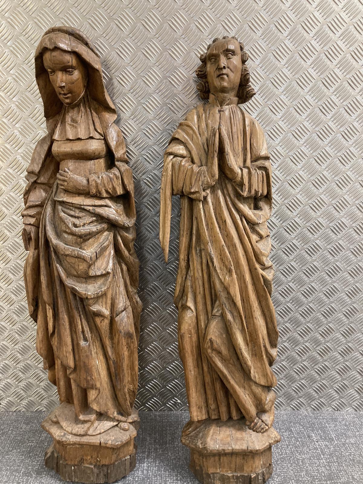 Pair of 15th / 16th Century Carved Oak Saints (1 of 6)