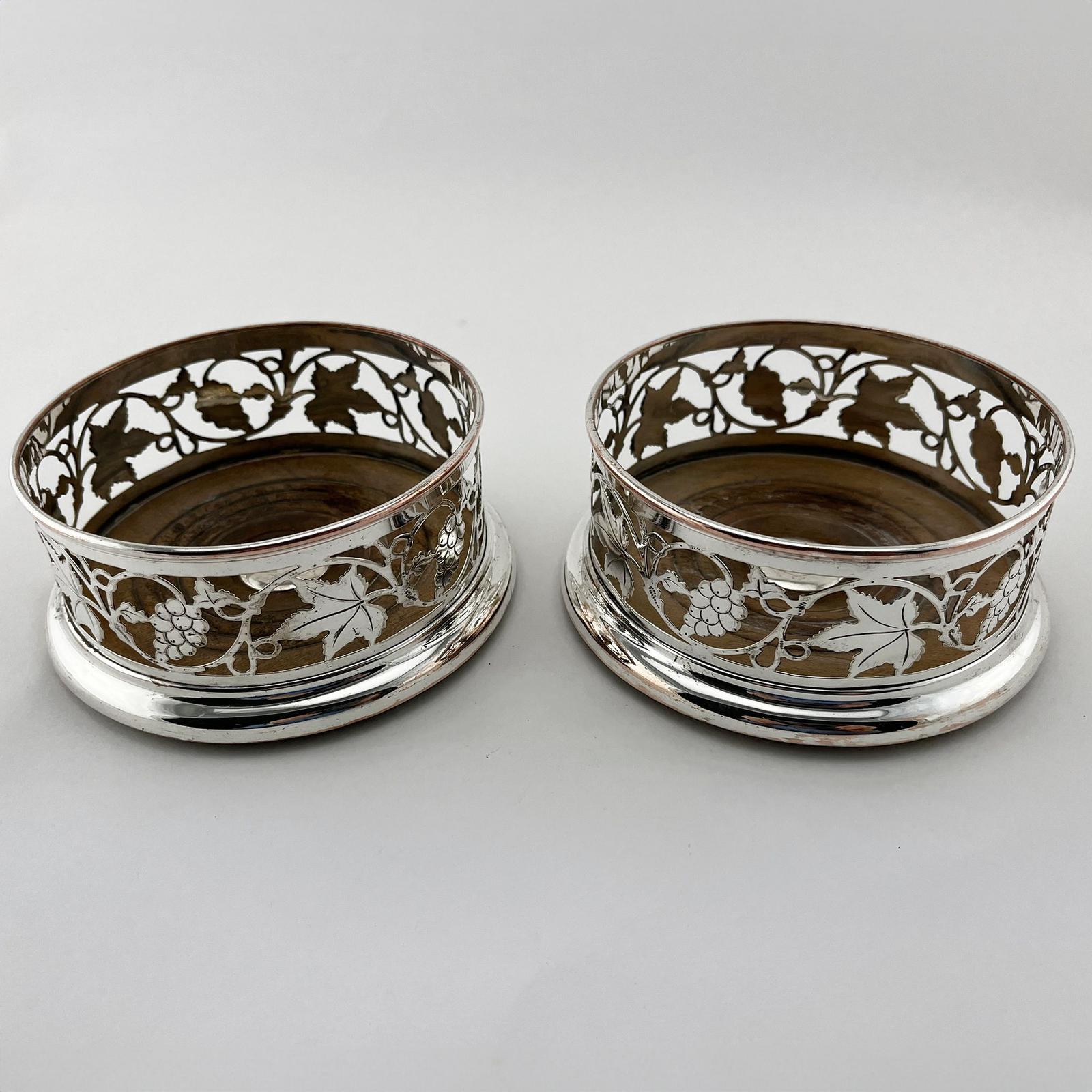 Pair of Original Old Sheffield Plate Coasters (1 of 5)