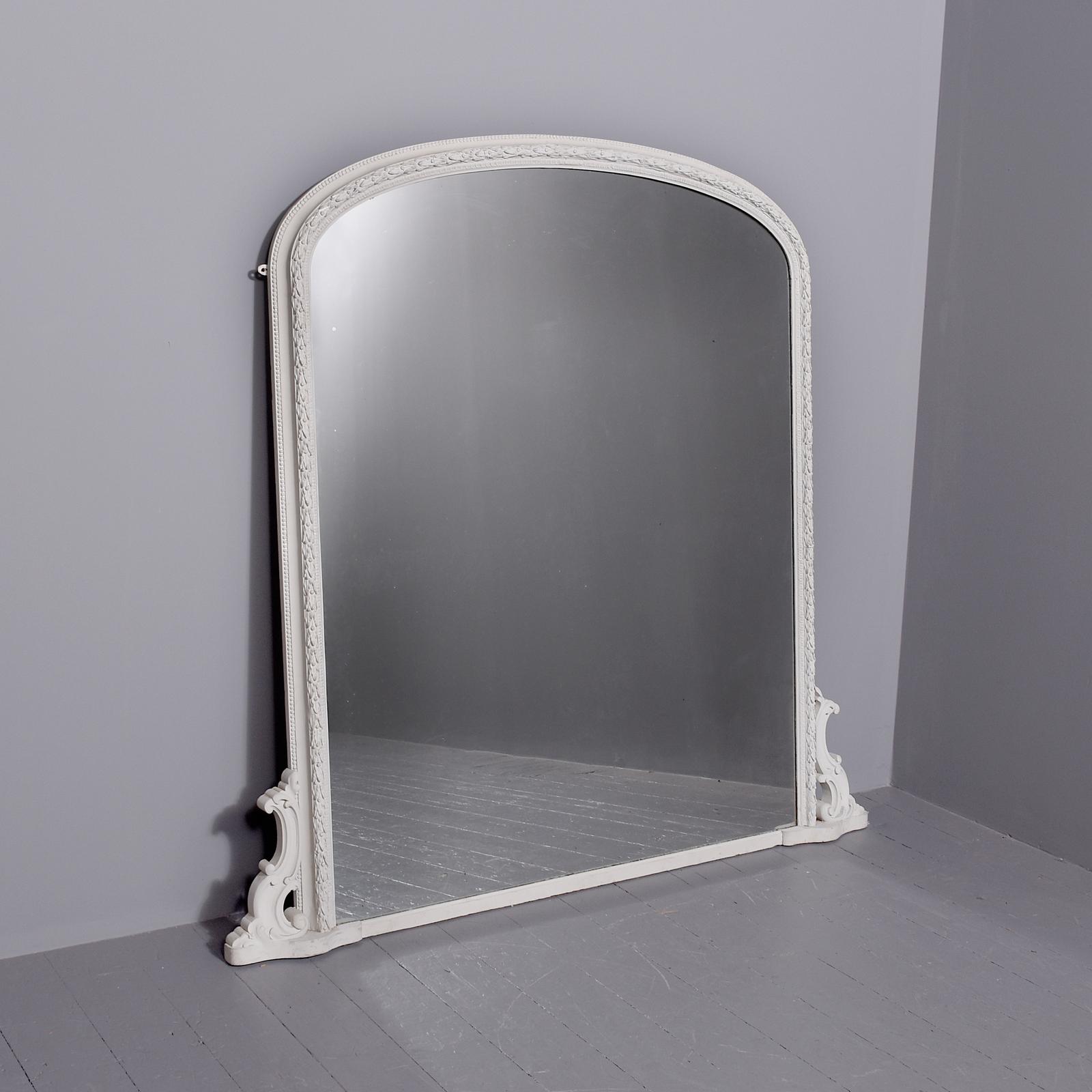Mid Victorian Grey Painted & Gesso Overmantel Mirror (1 of 6)