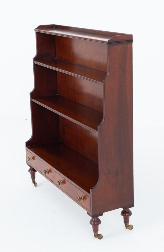 Regency Revival Mahogany Waterfall Open Bookcase (1 of 5)