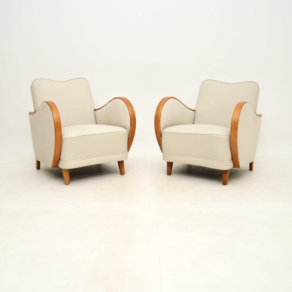 Pair of Swedish Art Deco Armchairs in Satin Birch (1 of 8) Pair of Swedish Art Deco Armchairs in Satin Birch (1 of 8)