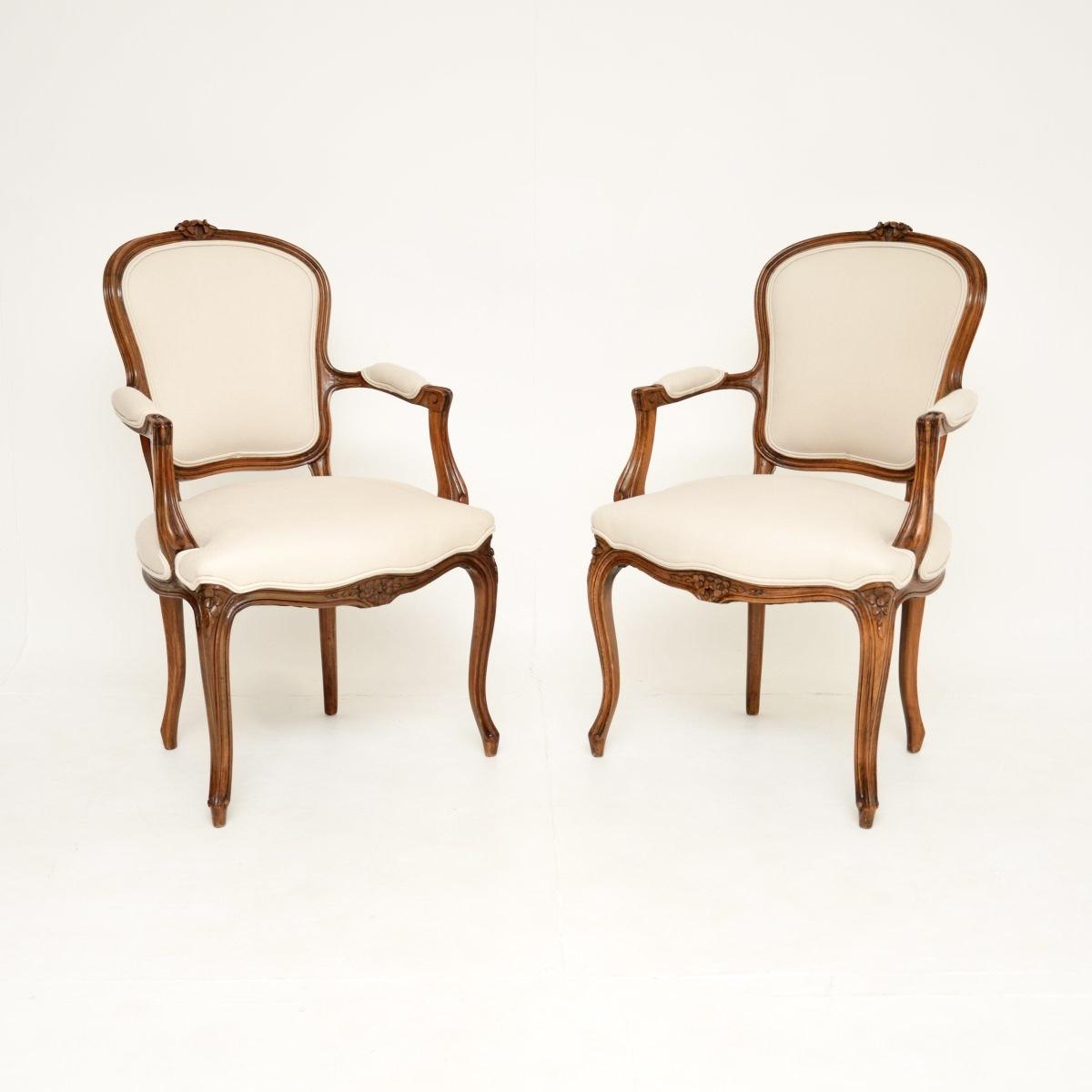 Pair of Antique French Walnut Salon Armchairs (1 of 11)