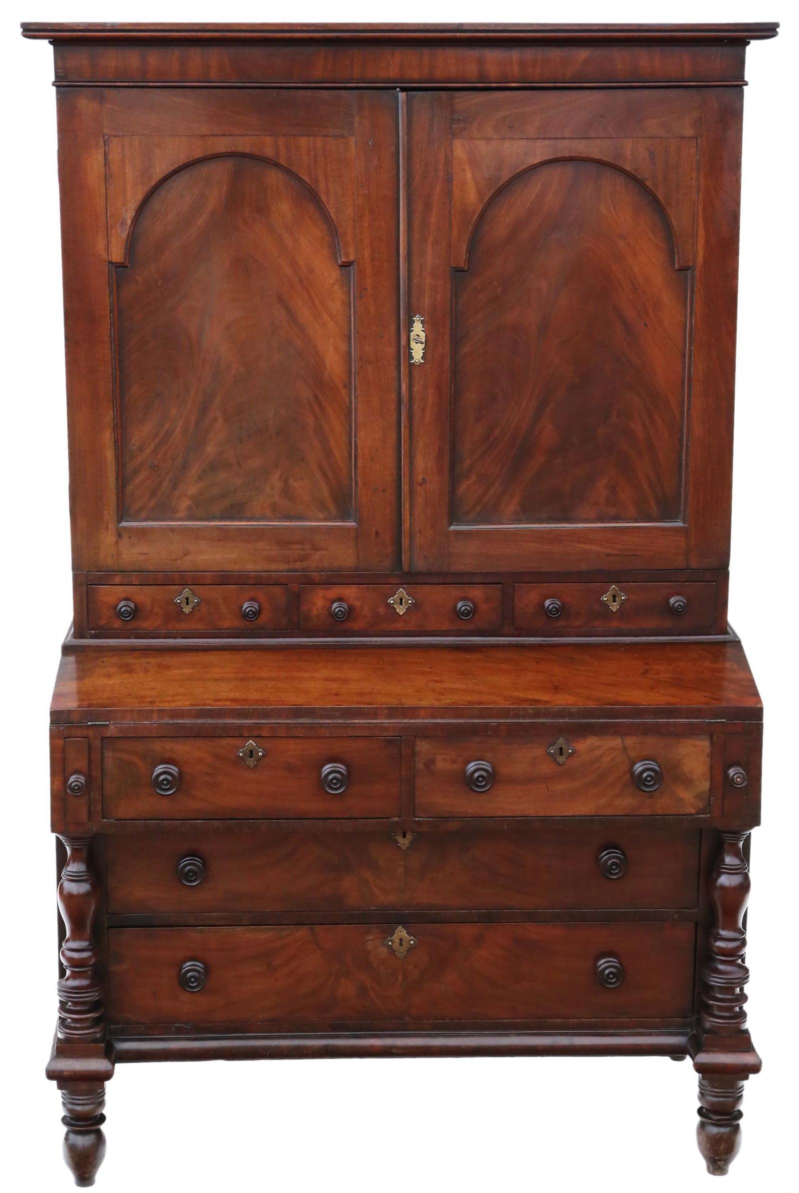 Antique High-Quality Mahogany Housekeeper's Cupboard with Secretaire c.1800 (1 of 9)