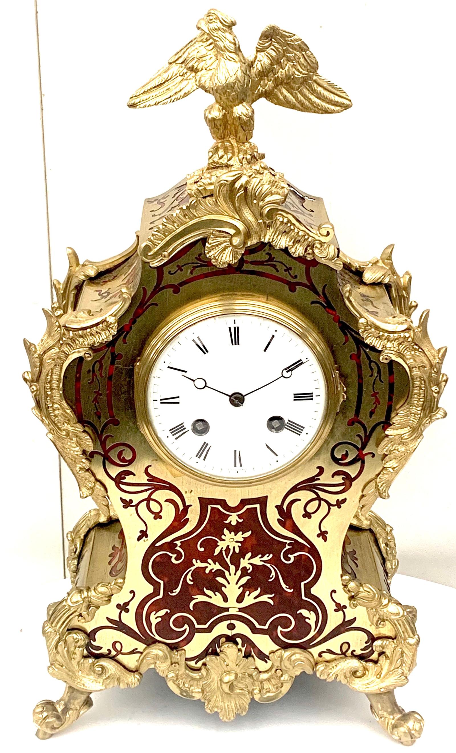 Antique French Boulle 8-day Striking Pink Sevres Ormolu Mantle Clock c.1880 (1 of 13)