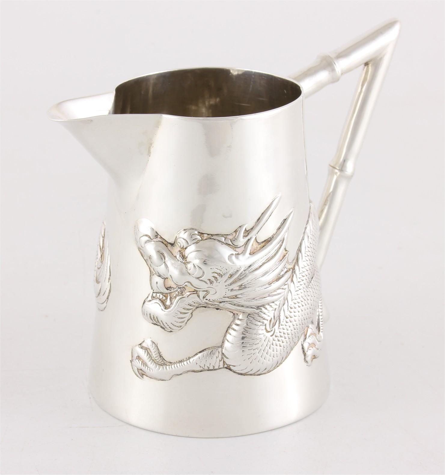 Chinese Silver Dragon Jug. Small Bamboo Handle Jug. Luen Hing. C1900 (1 of 12) Chinese Silver Dragon Jug. Small Bamboo Handle Jug. Luen Hing. C1900 (1 of 12)