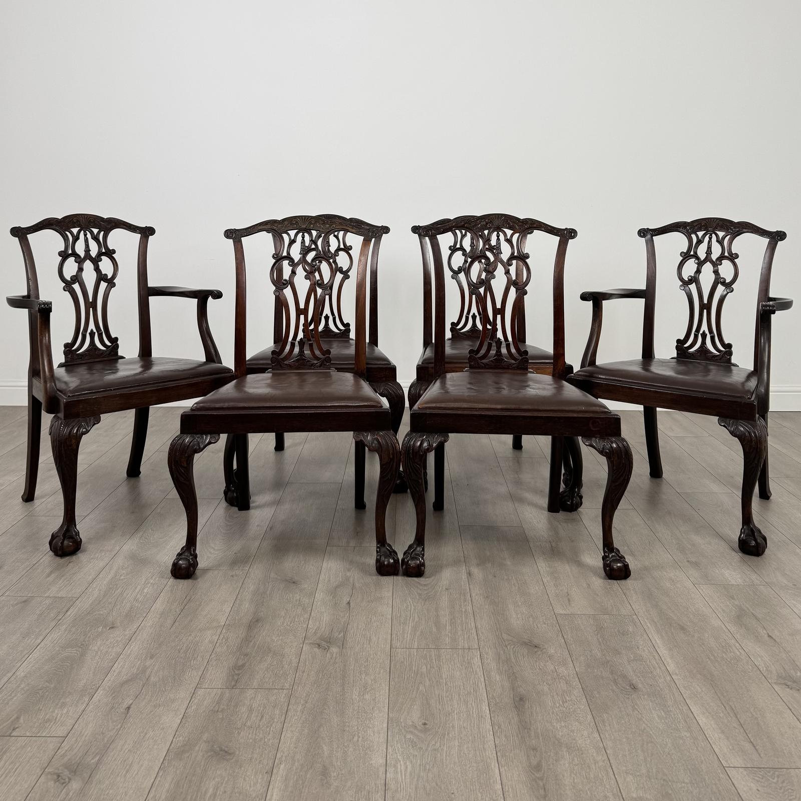 Antique 19th Century Set Of 6 Chippendale Style Dining Chairs (1 of 11)