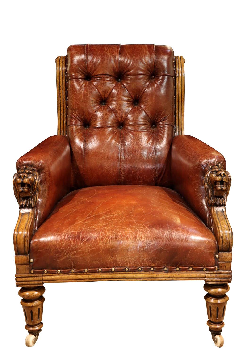19th Century Leather Club Armchair (1 of 4)