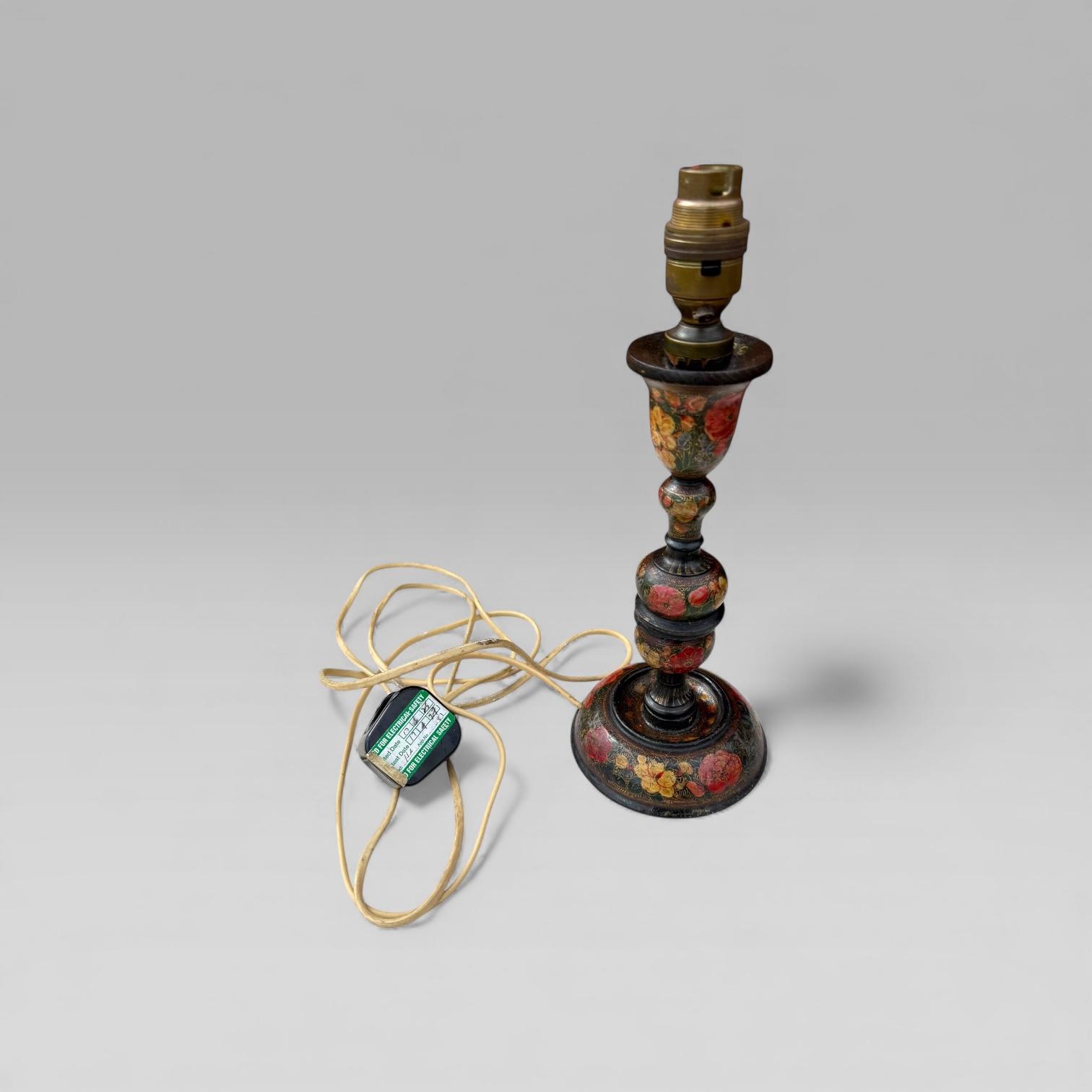 Antique Indian Kashmiri Papier Mache Floral Candlestick Lamp Electric Light (1 of 11) Antique Indian Kashmiri Papier Mache Floral Candlestick Lamp Electric Light (1 of 11)