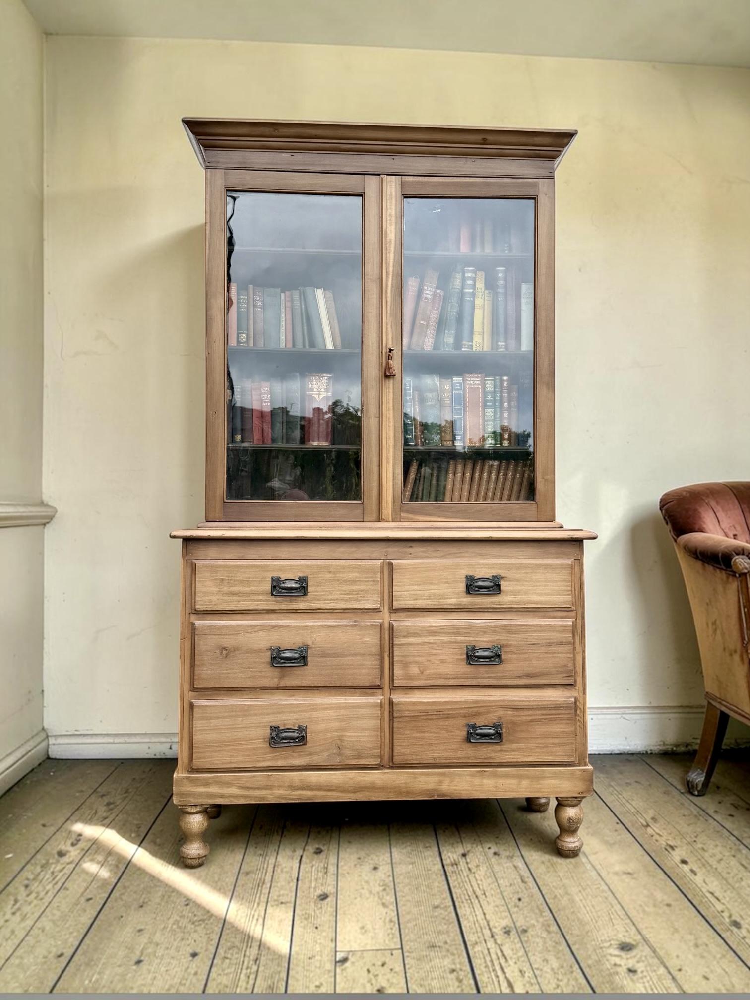 Satinwood Glazed Bookshelf with Drawers Underneath (1 of 4) Satinwood Glazed Bookshelf with Drawers Underneath (1 of 4)