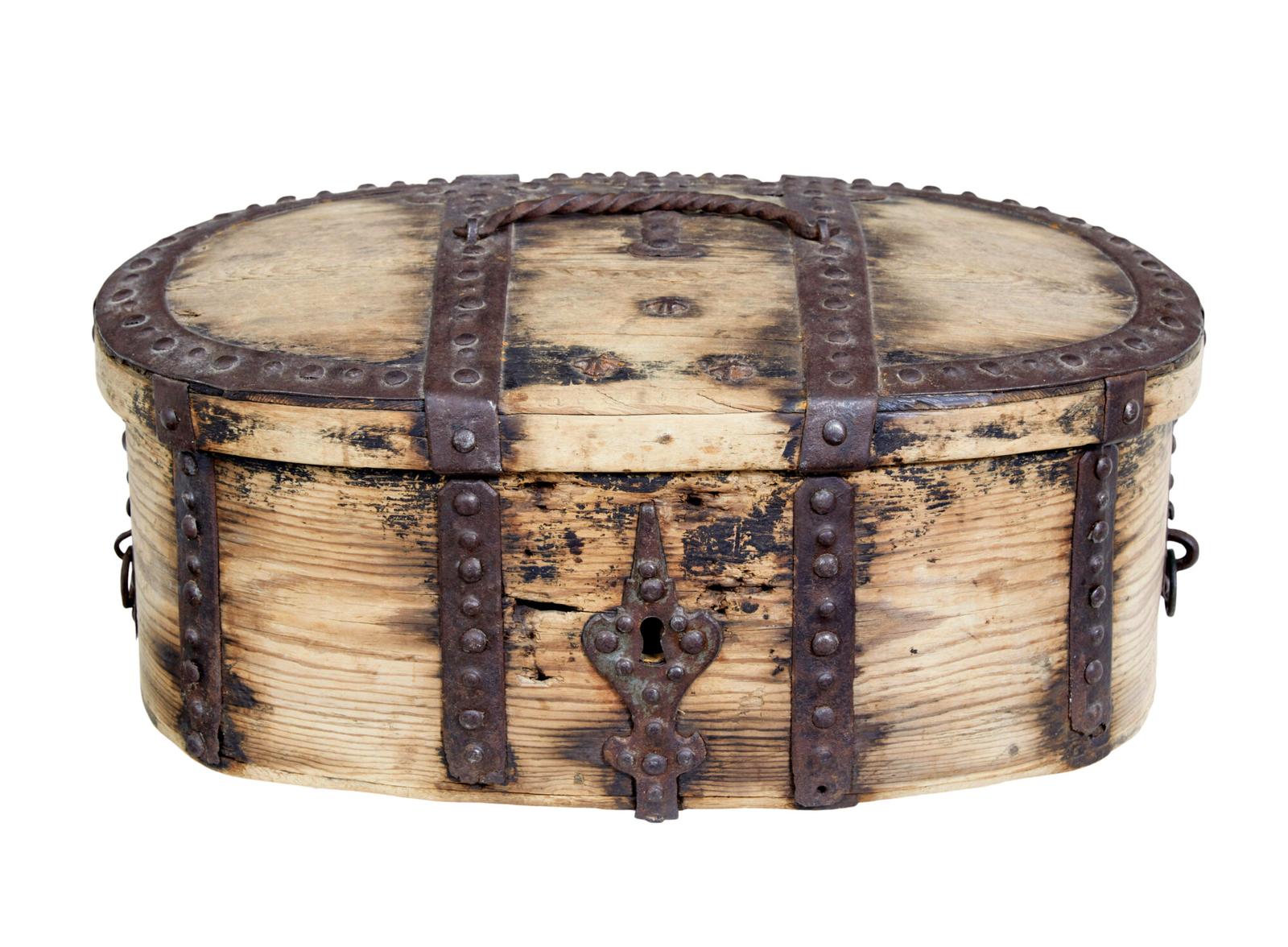 Mid 18th Century Swedish Pine Baroque Metal Bound Box (1 of 7)