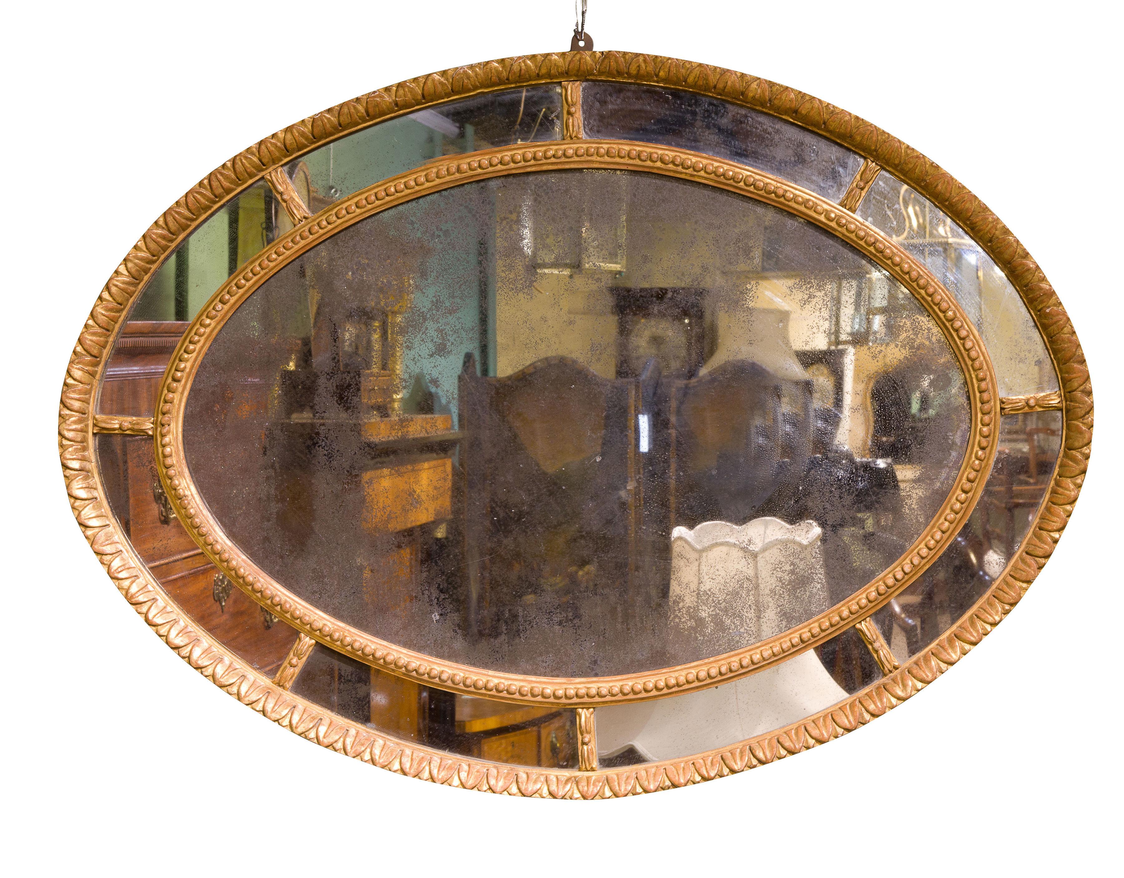 19thc Gilt Oval Framed Mirror (1 of 1)
