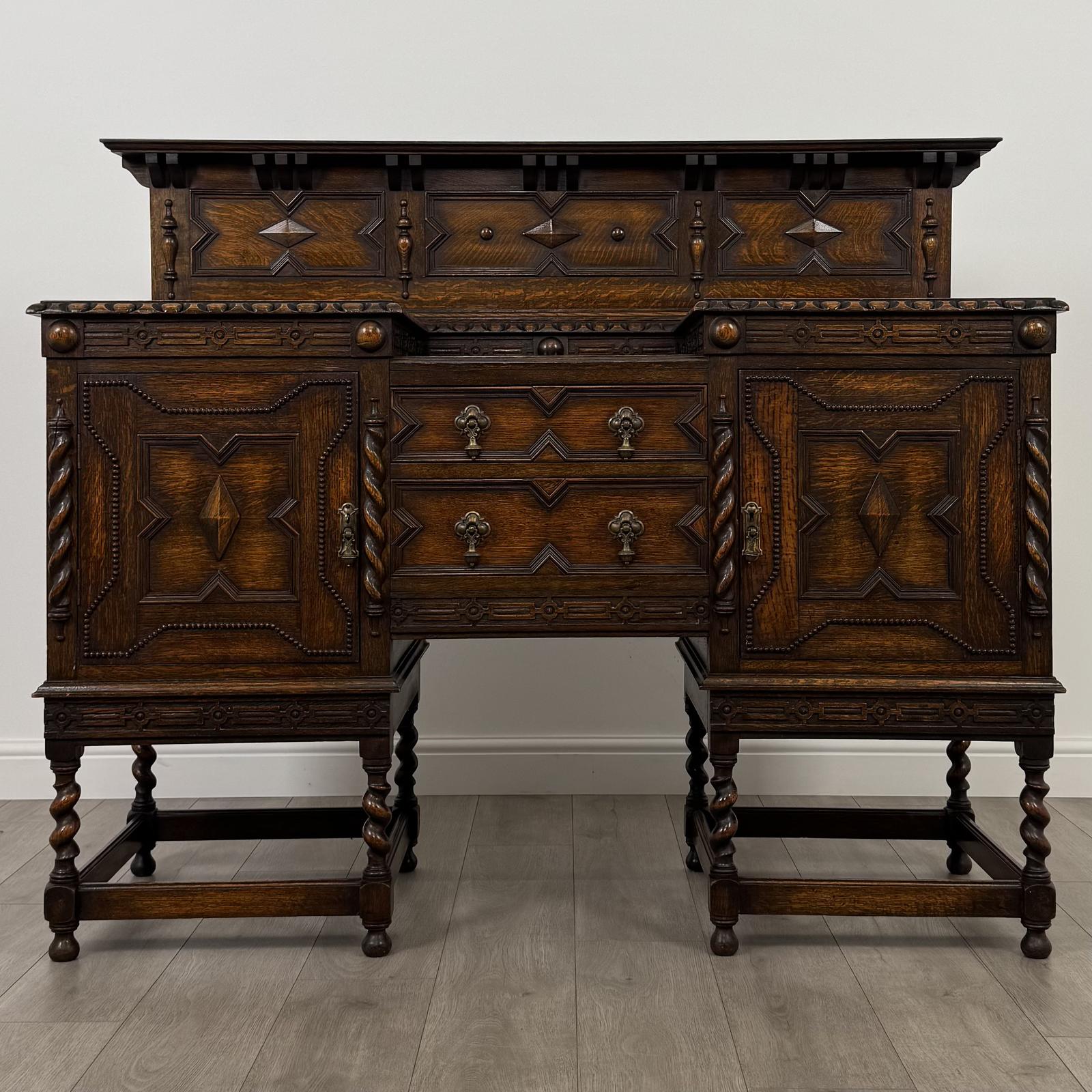 Antique 19th Century Jacobean Style Sideboard in Oak (1 of 12)