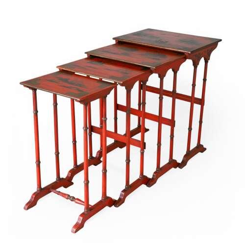 Antique Chinoiseries Red Lacquer Nest of 4 Tables c.1900 (1 of 27) Antique Chinoiseries Red Lacquer Nest of 4 Tables c.1900 (1 of 27)